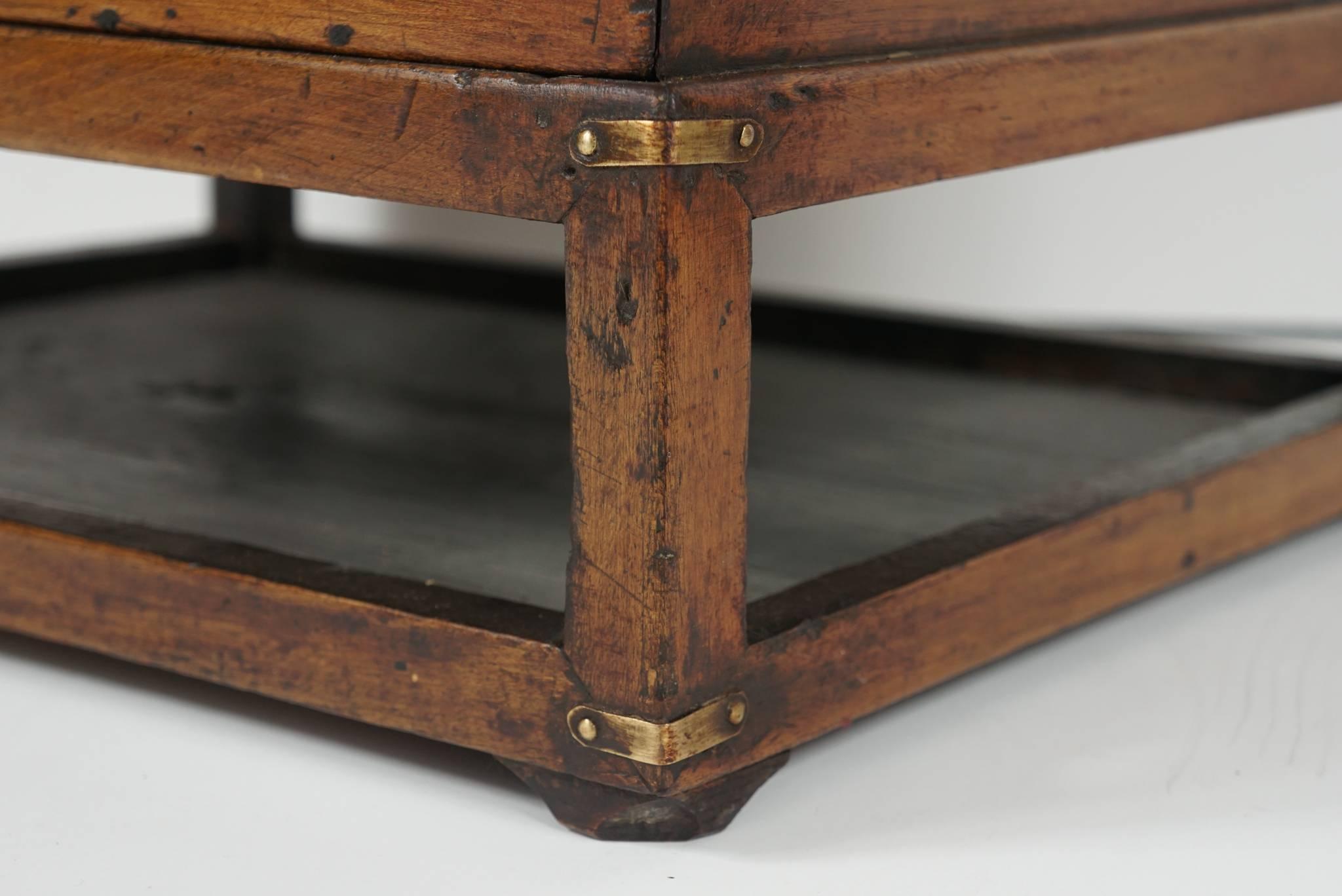 19th Century Chinese Provincial Metal Bound Wood Writing Box on Stand 1