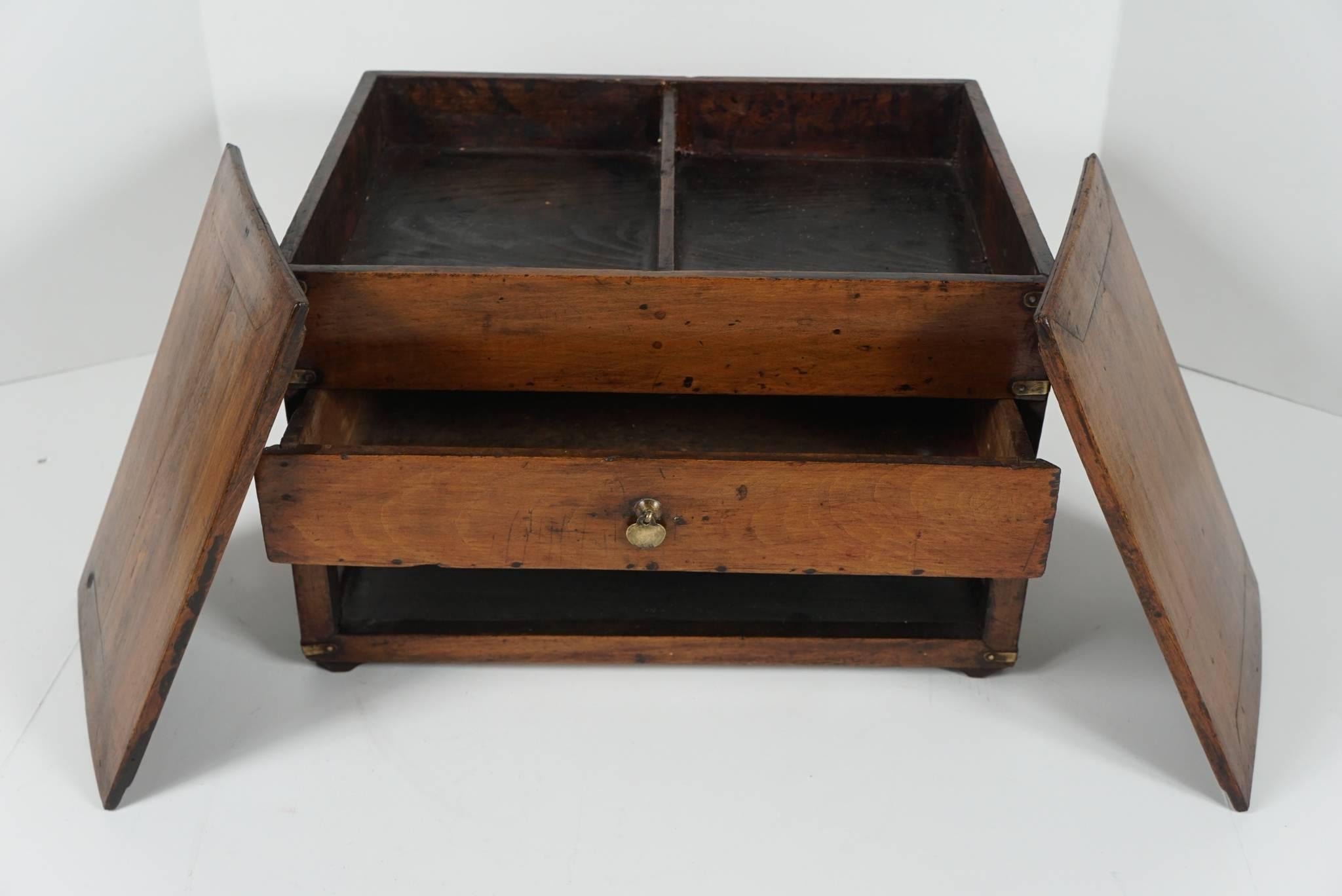 19th Century Chinese Provincial Metal Bound Wood Writing Box on Stand 2
