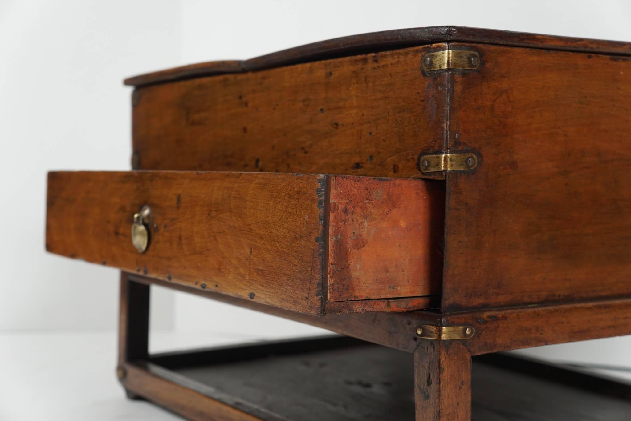19th Century Chinese Provincial Metal Bound Wood Writing Box on Stand 3