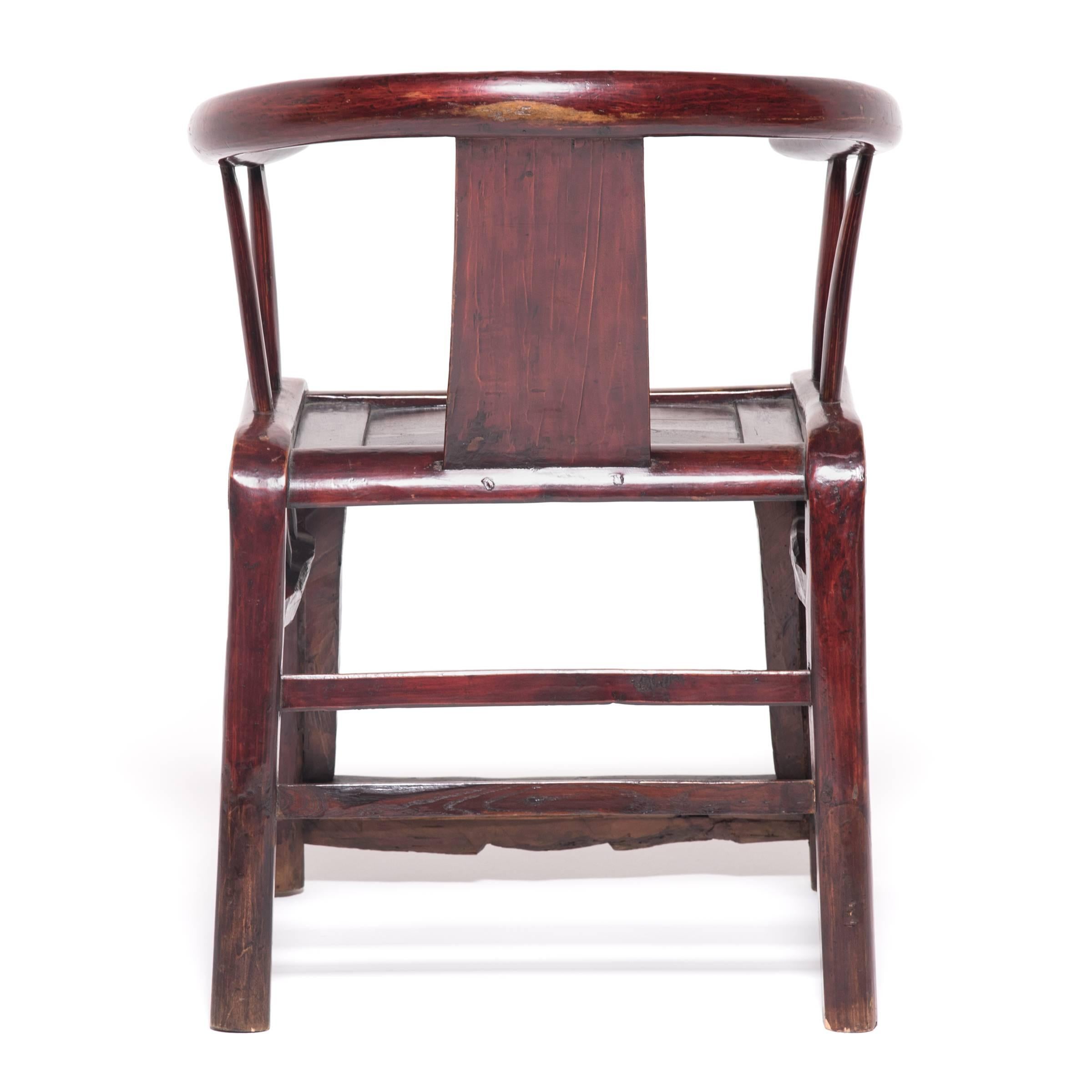 Qing 19th Century Chinese Provincial Round Back Chair 