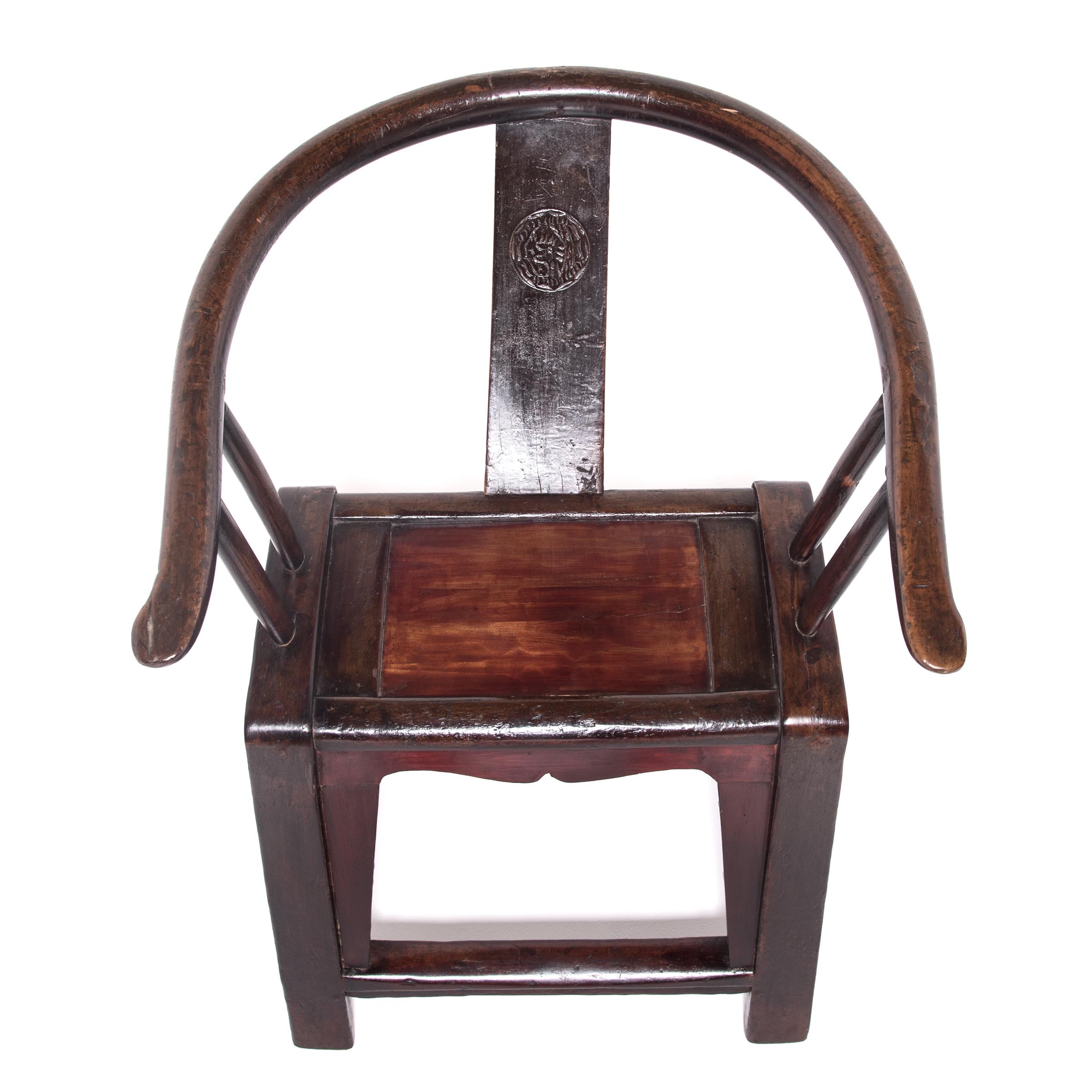 Elm 19th Century Chinese Provincial Roundback Chair