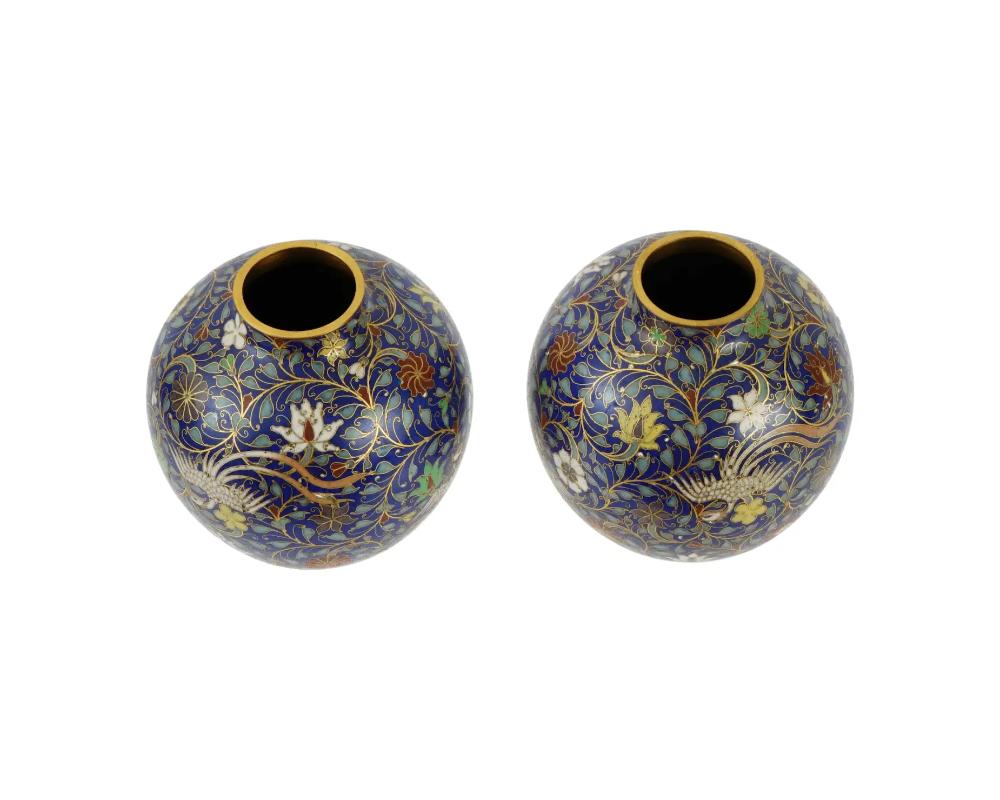 Cloisonné Vases en émail cloisonné Qing du XIXe siècle en vente