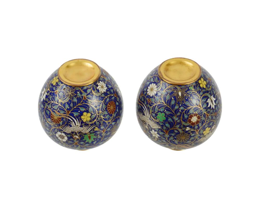 19Th Century Chinese Qing Cloisonne Enamel Vases In Good Condition For Sale In New York, NY