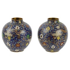 Vintage 19Th Century Chinese Qing Cloisonne Enamel Vases