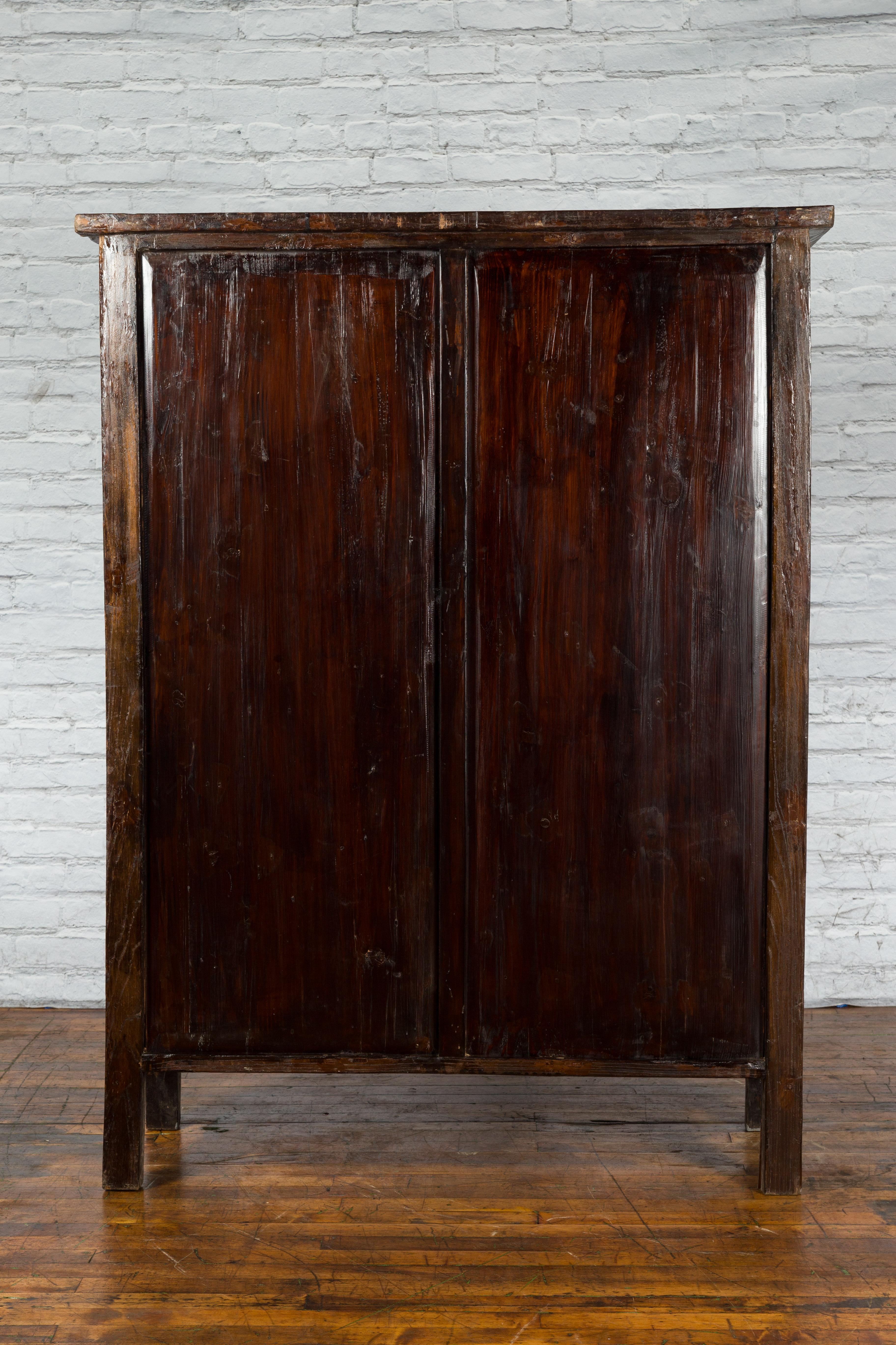 Chinese Qing Dynasty Period Armoire Cabinet with 14 Drawers and Two Doors, 1900s For Sale 4