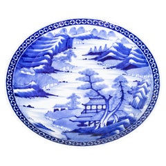 19. Jahrhundert Chinesisch Qing-Dynastie Blau und Weiß Porzellan Charger