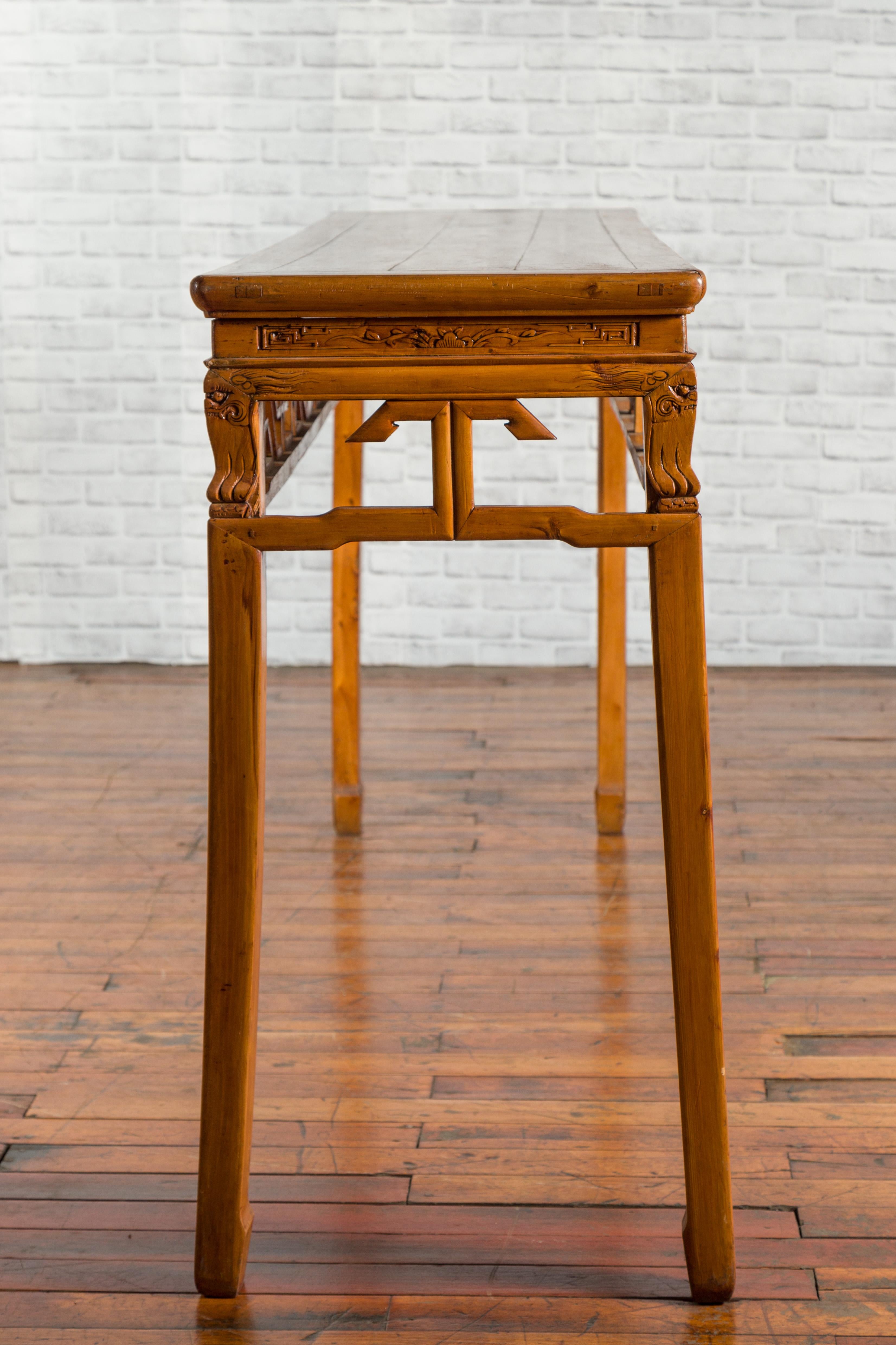 19th Century Chinese Qing Dynasty Period Altar Console Table with Carved Apron 13