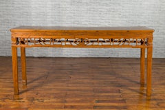 19th Century Chinese Qing Dynasty Period Altar Console Table with Carved Apron