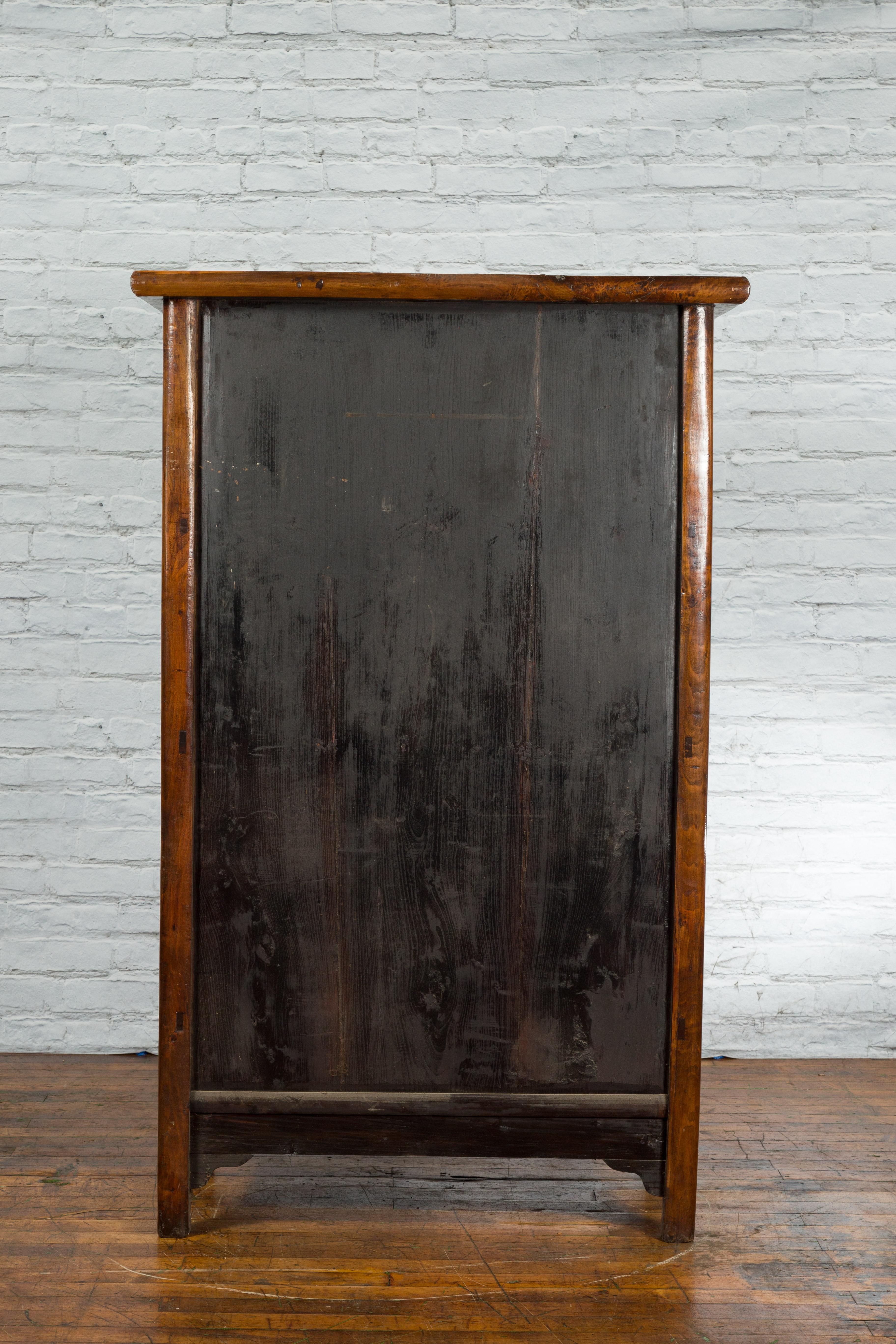 19th Century Chinese Qing Dynasty Period Wooden Cabinet with Bronze Medallion For Sale 9