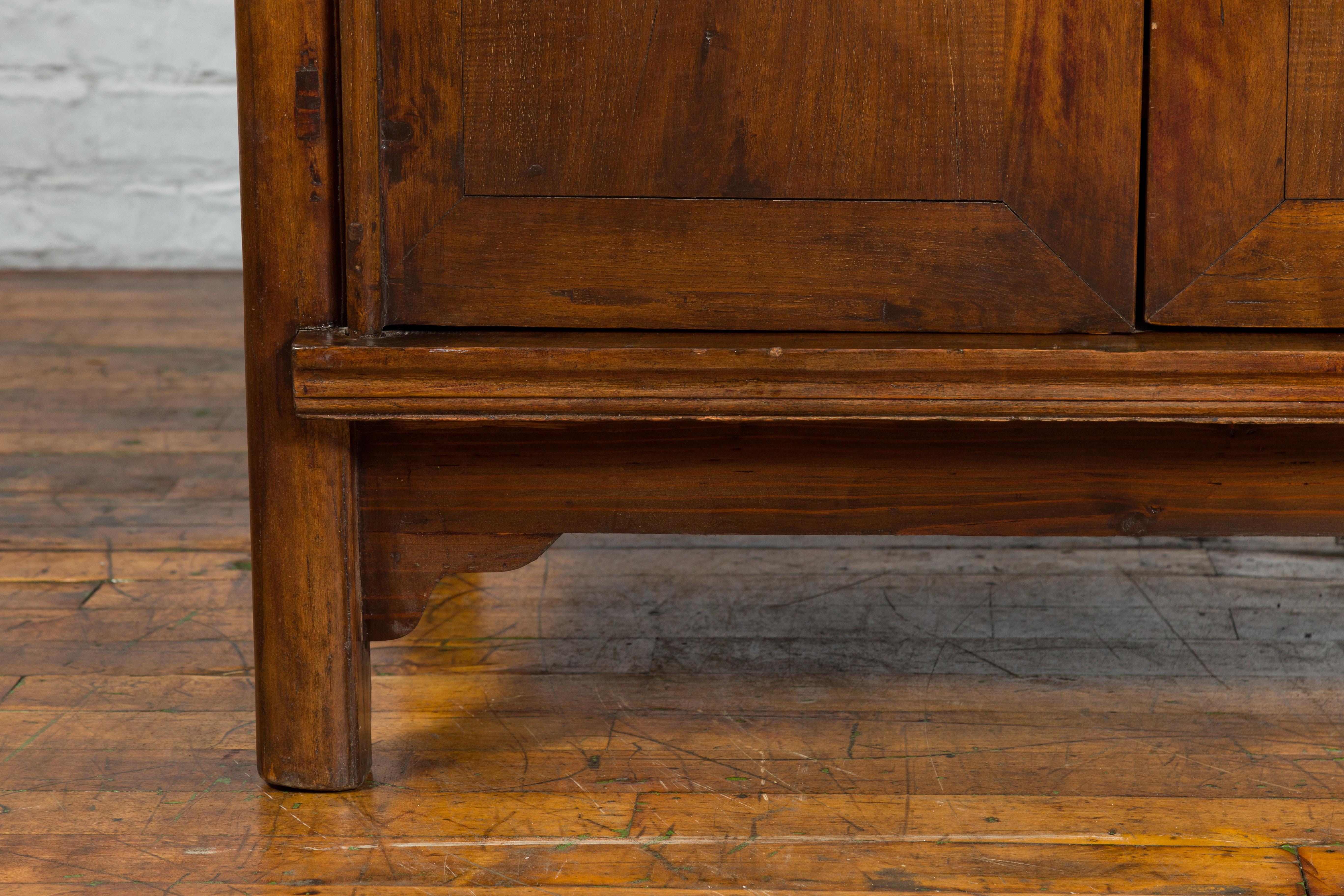 19th Century Chinese Qing Dynasty Period Wooden Cabinet with Bronze Medallion For Sale 4