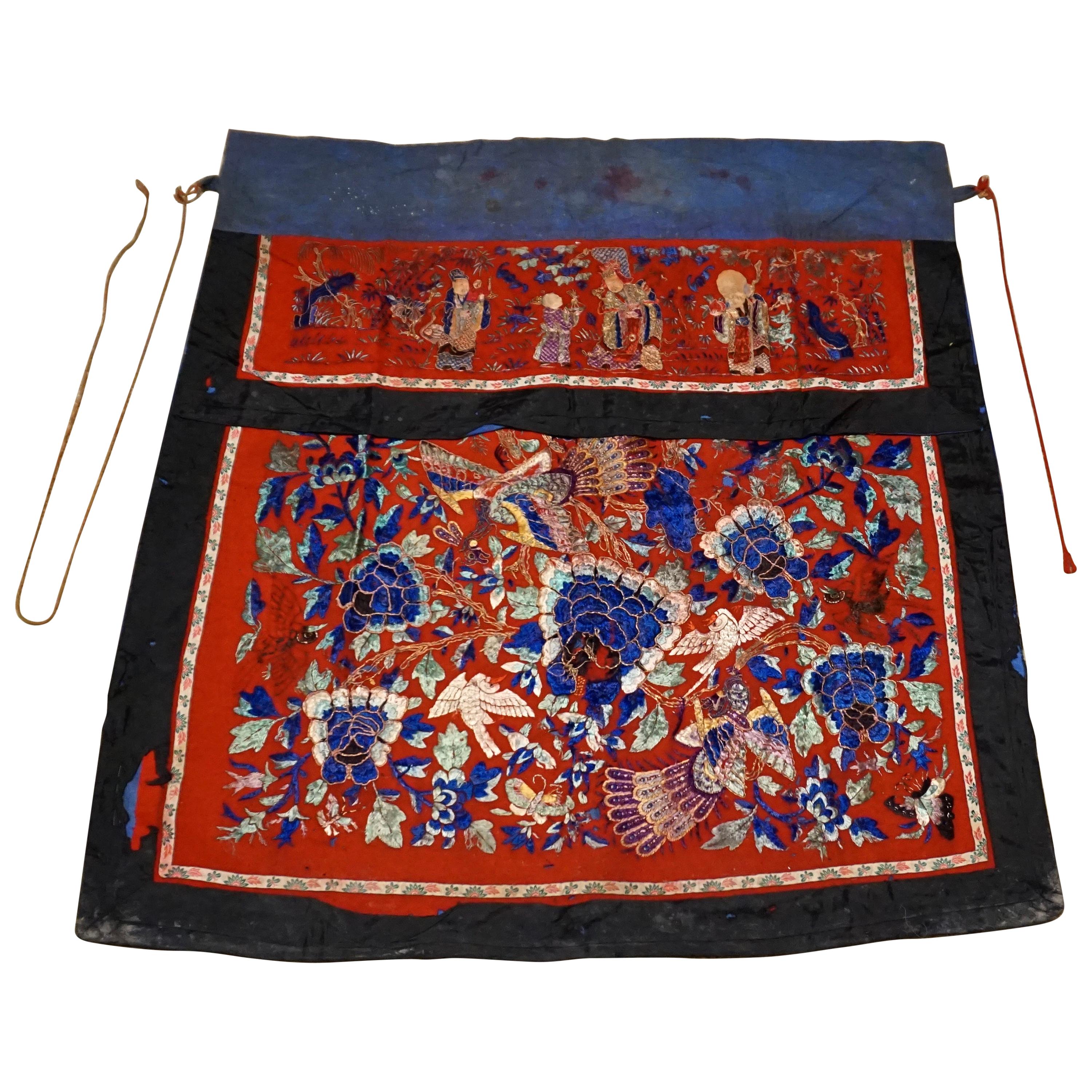 19th Century Chinese Qing Dynasty Silk Embroidery Altar Banner
