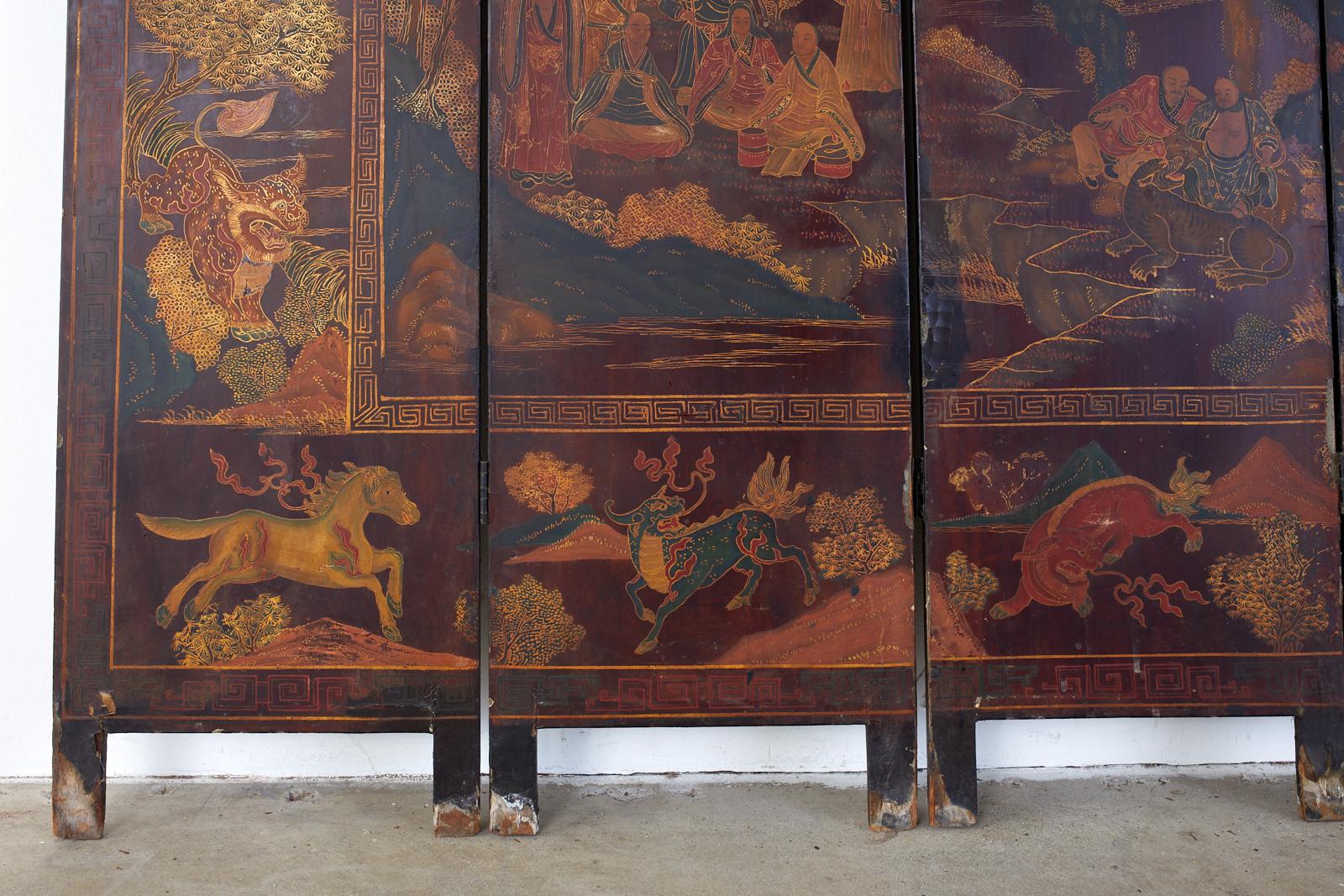 Early 20th Century Chinese Qing Four-Panel Coromandel Screen 4