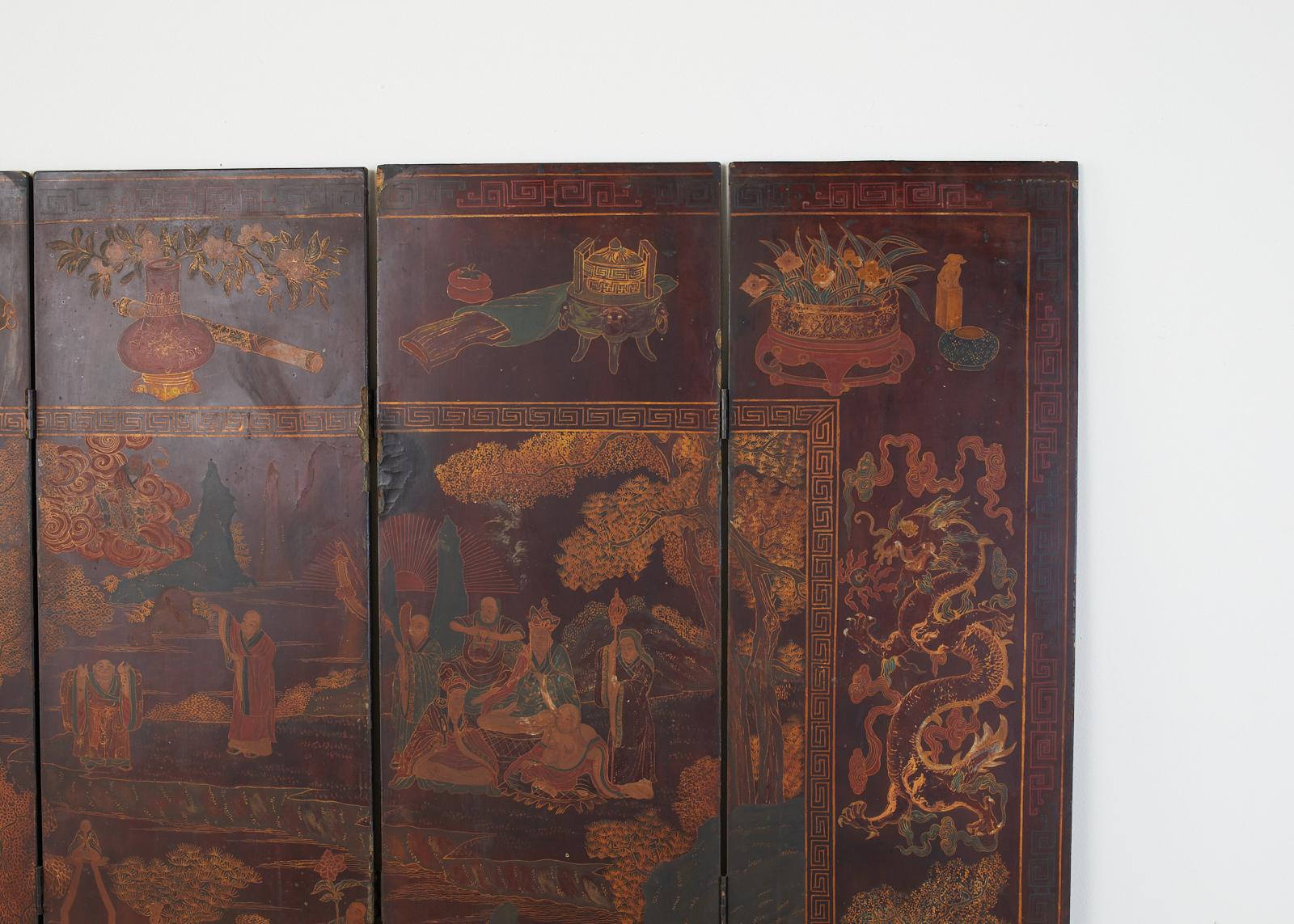Early 20th Century Chinese Qing Four-Panel Coromandel Screen 5