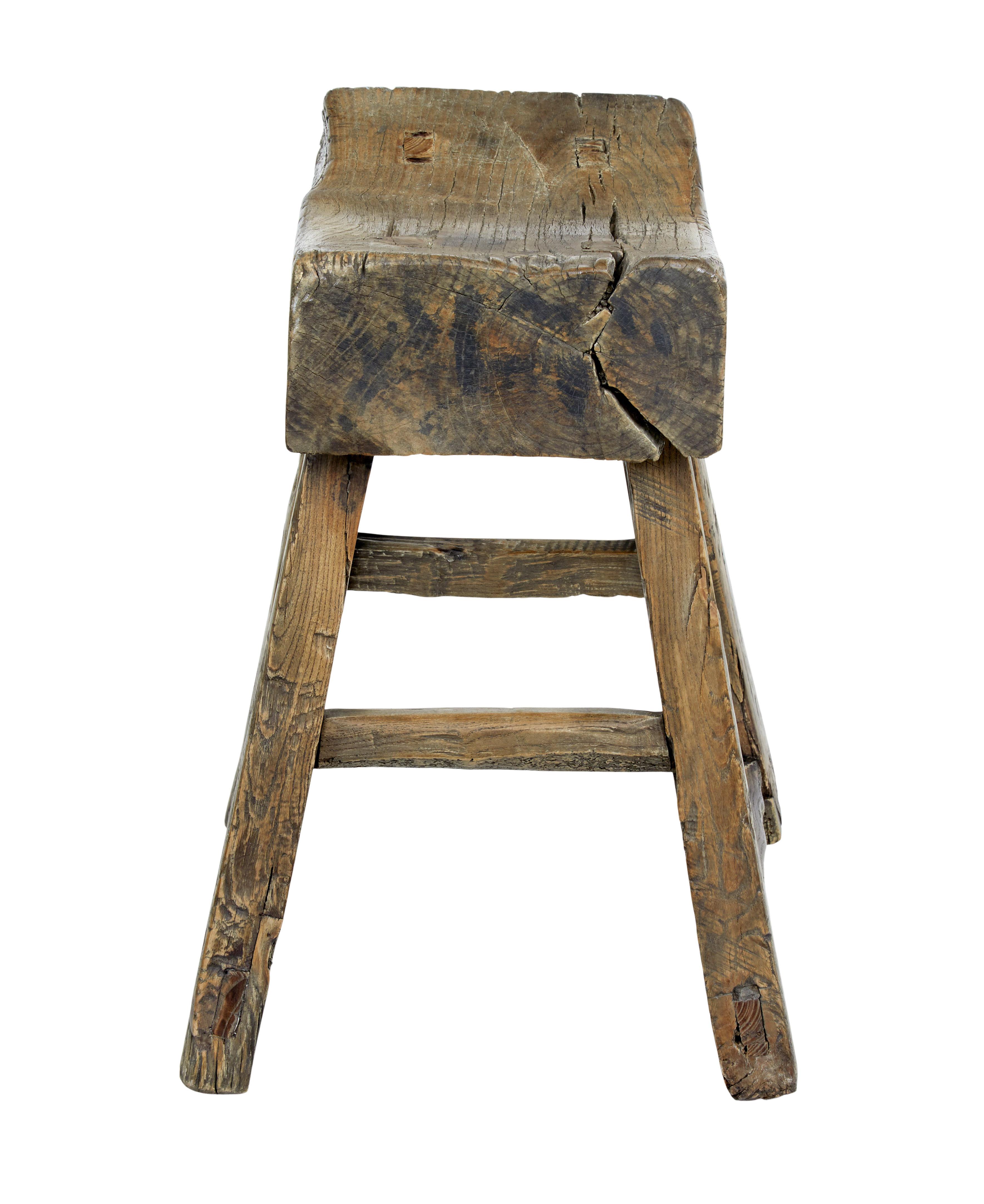 Hand-Crafted 19th Century Chinese Qing Hardwood Stool
