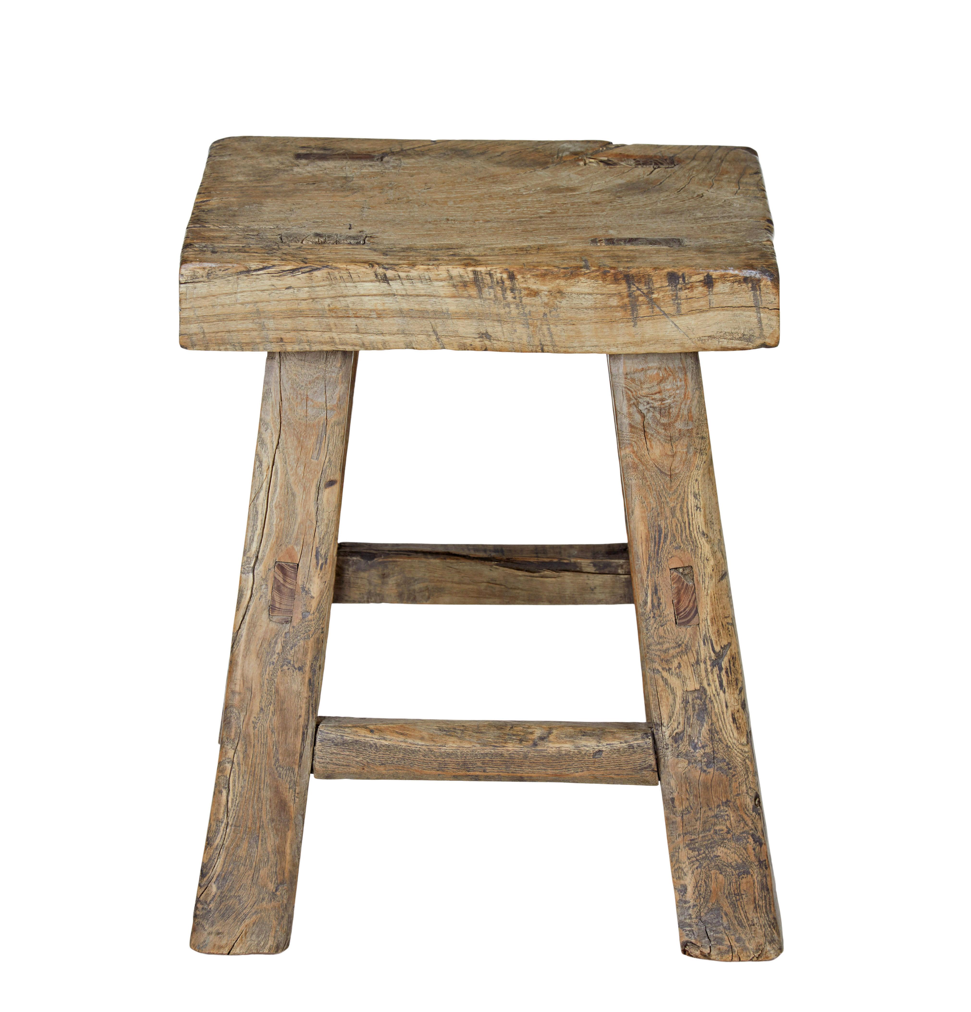 19th century Chinese Qing hardwood stool In Good Condition For Sale In Debenham, Suffolk