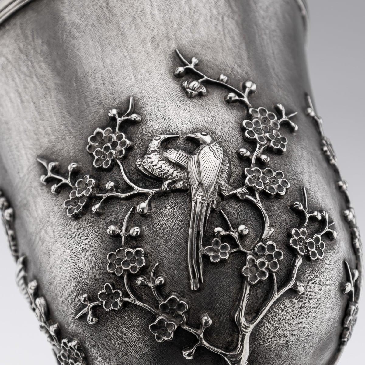 Paire de gobelets en argent massif d'exportation du XIXe siècle, A.I.C. Cumshing, c.1880 en vente 5