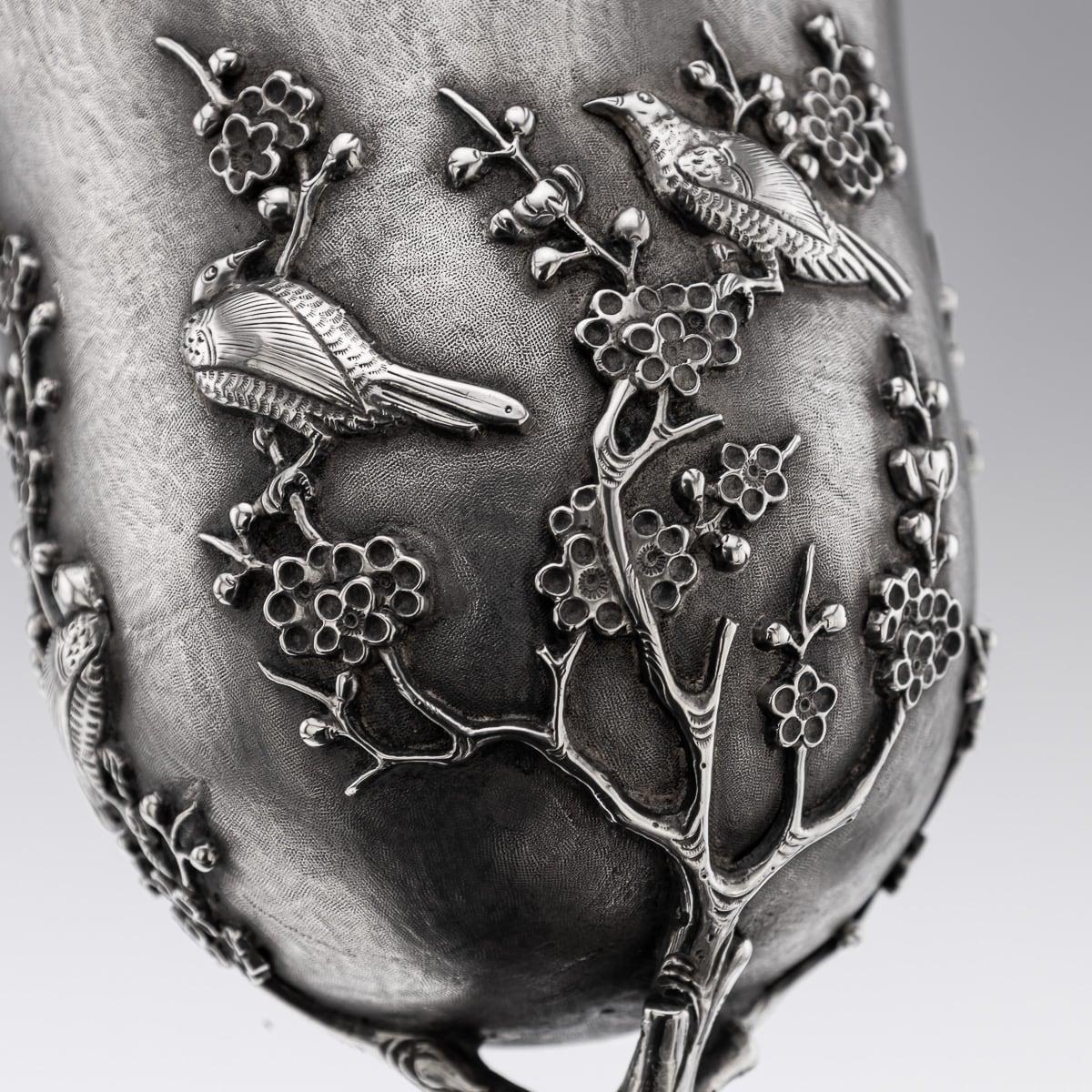 Paire de gobelets en argent massif d'exportation du XIXe siècle, A.I.C. Cumshing, c.1880 en vente 7
