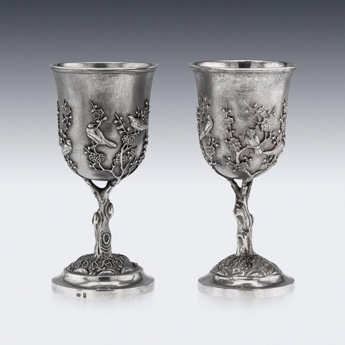 Paire de gobelets en argent massif d'exportation du XIXe siècle, A.I.C. Cumshing, c.1880 Bon état - En vente à Royal Tunbridge Wells, Kent