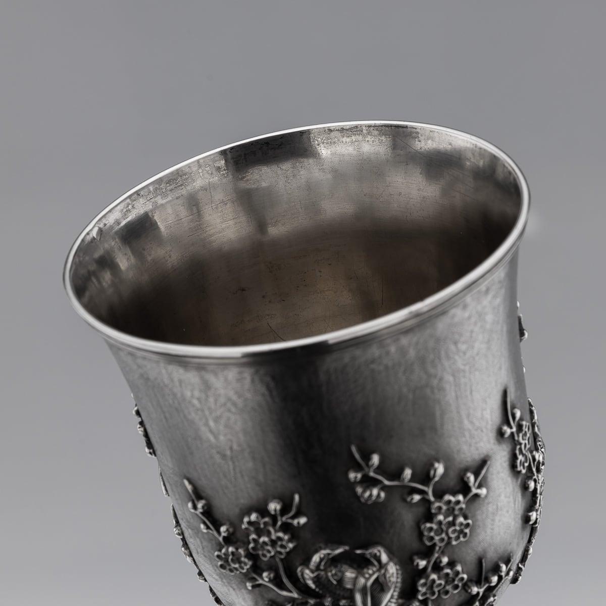 Paire de gobelets en argent massif d'exportation du XIXe siècle, A.I.C. Cumshing, c.1880 en vente 3
