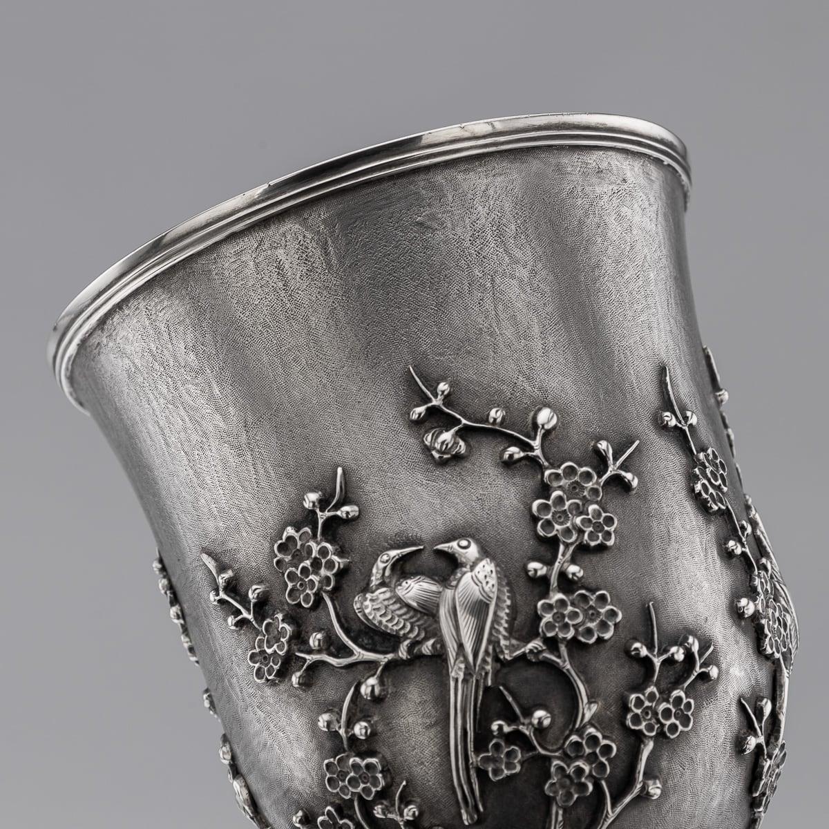Paire de gobelets en argent massif d'exportation du XIXe siècle, A.I.C. Cumshing, c.1880 en vente 4
