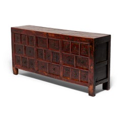 19th Century Chinese Red Lacquer Apothecary Cabinet