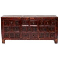 19th Century Chinese Red Lacquer Apothecary Cabinet