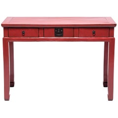19th Century Chinese Red Lacquer Desk