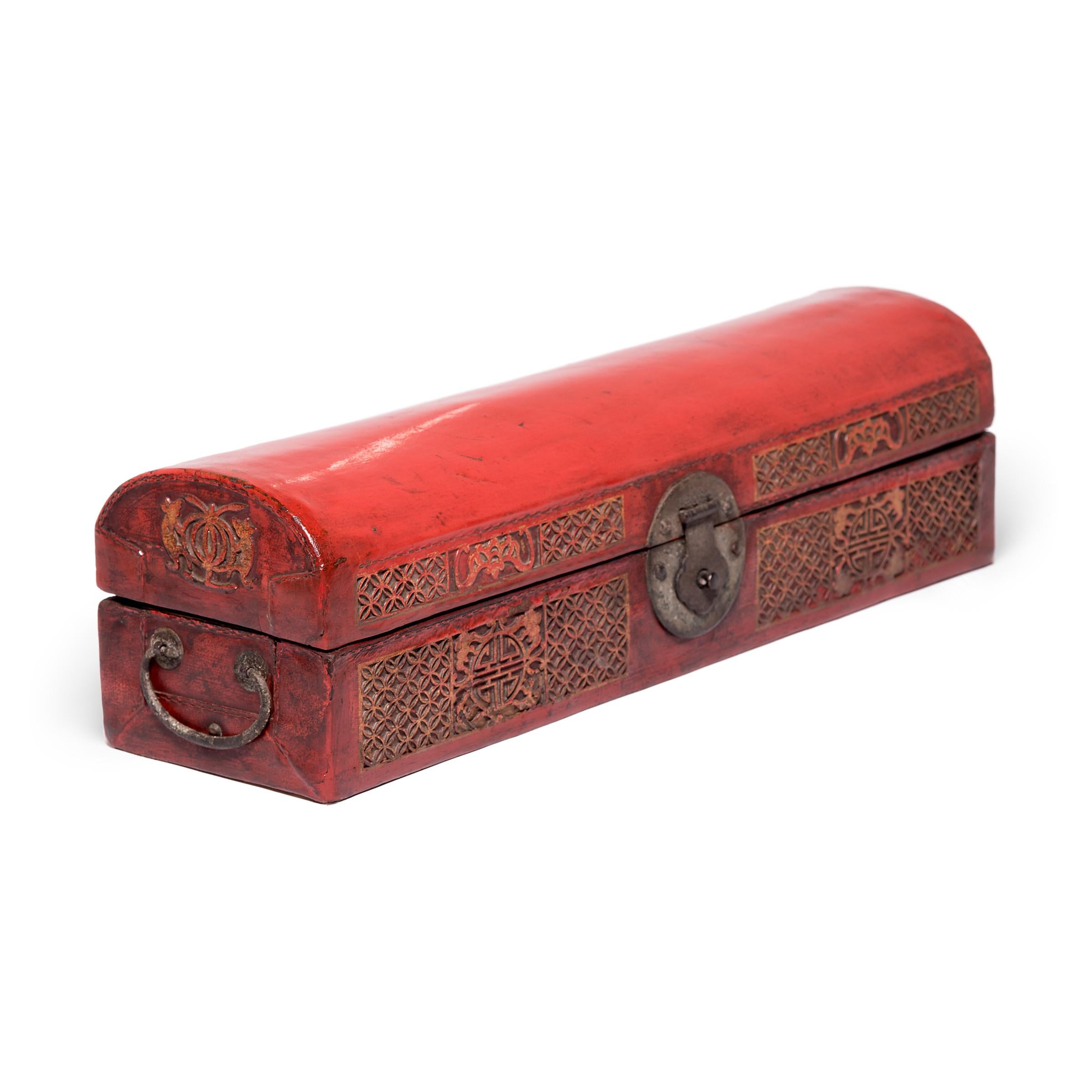 Qing 19th Century Chinese Red Lacquer Document Box
