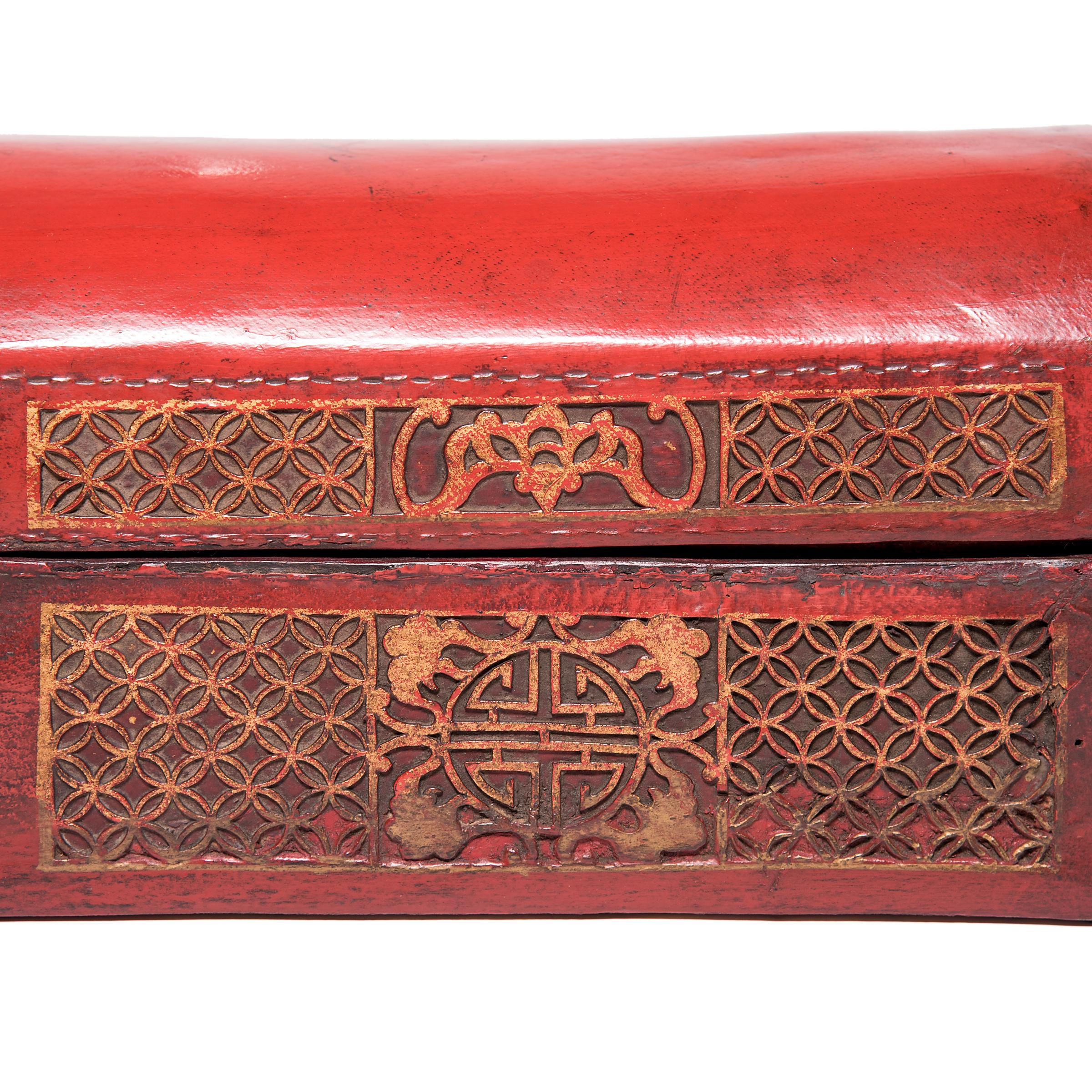 19th Century Chinese Red Lacquer Document Box 1
