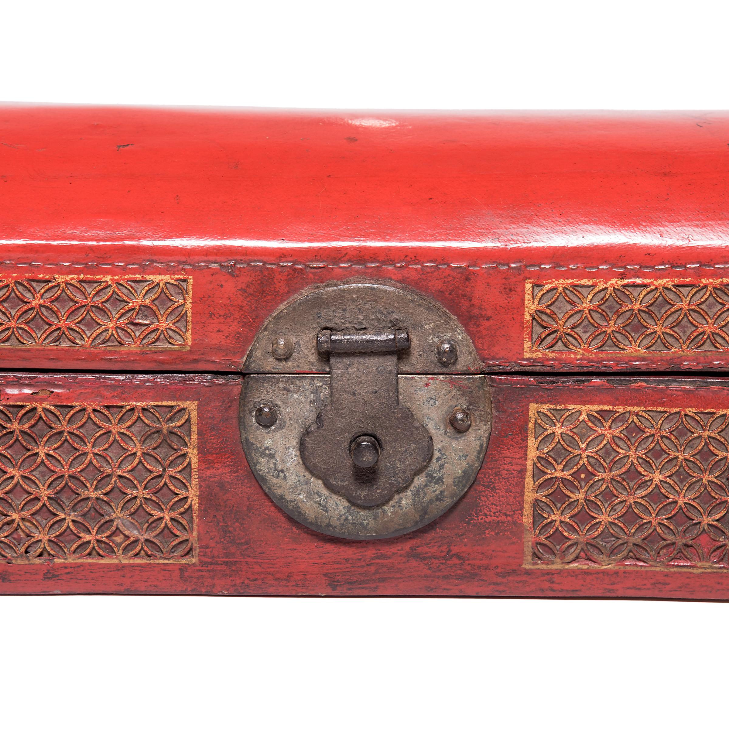 19th Century Chinese Red Lacquer Document Box 2