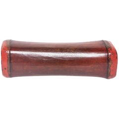 19th Century Chinese Red Lacquer Hide Headrest