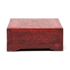 19th Century Chinese Red Lacquer Snack Box