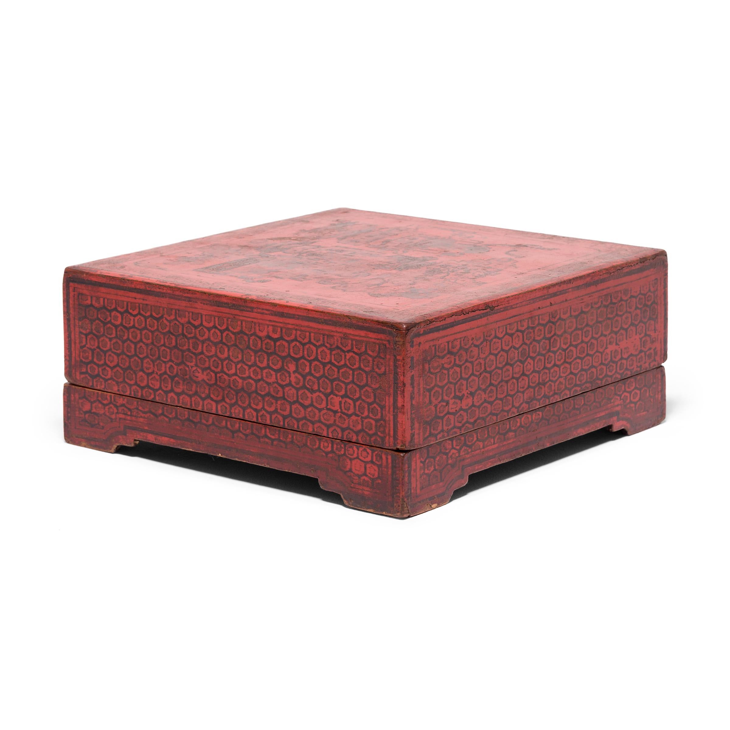 Qing 19th Century Chinese Red Lacquer Snack Box