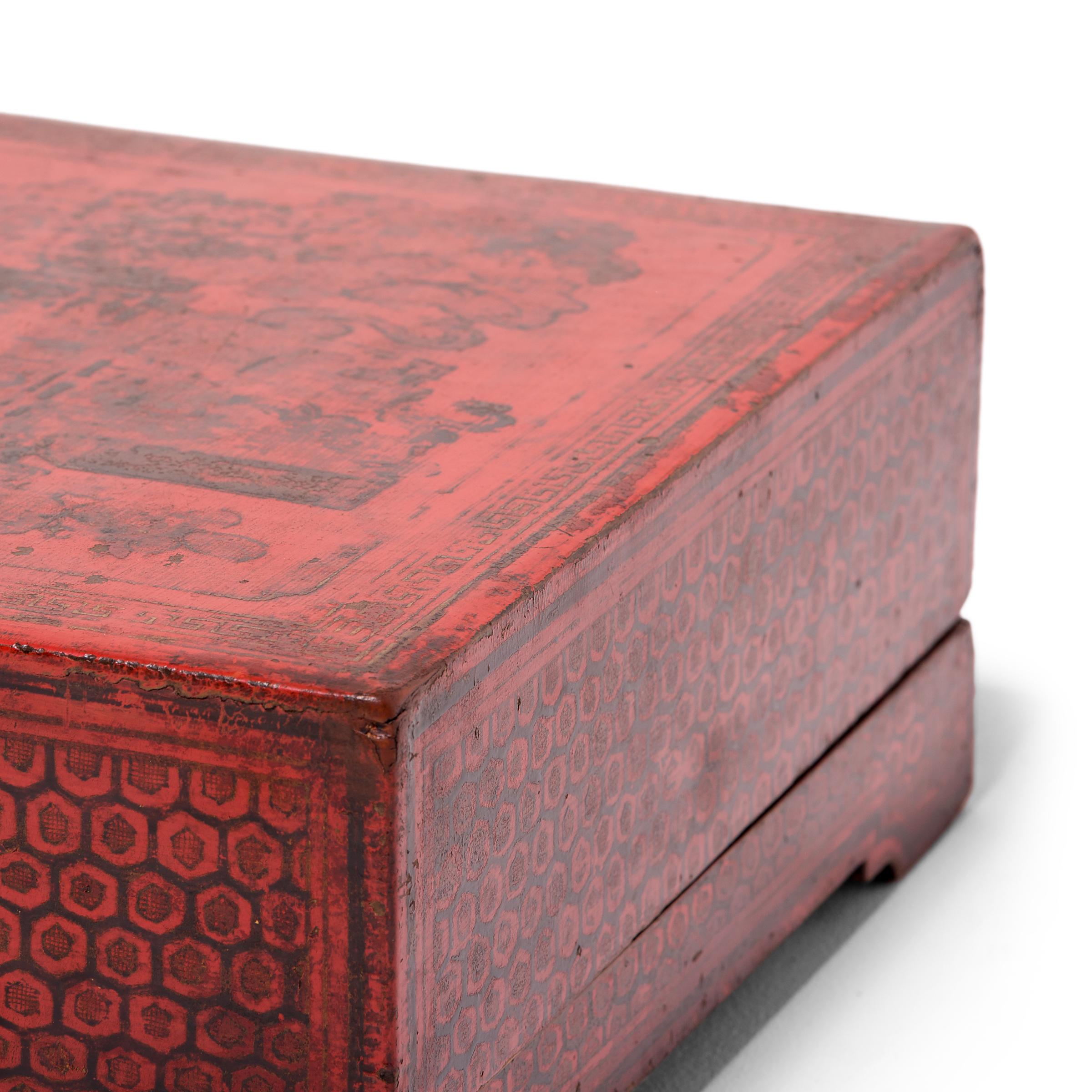 19th Century Chinese Red Lacquer Snack Box 3