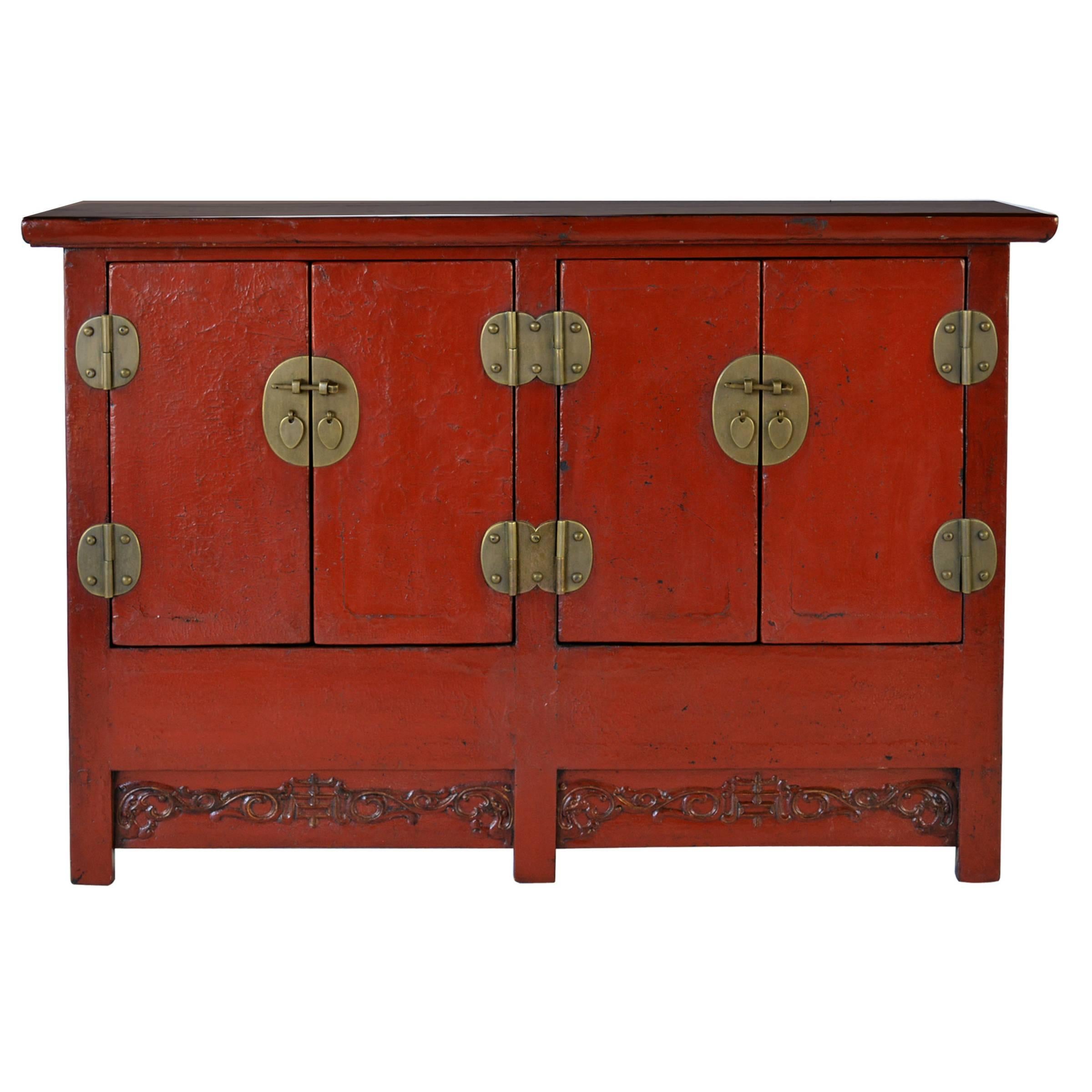 19th Century Chinese Red Lacquer Twin Chest