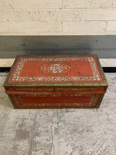 19th century Chinese red leather Camphor trunk