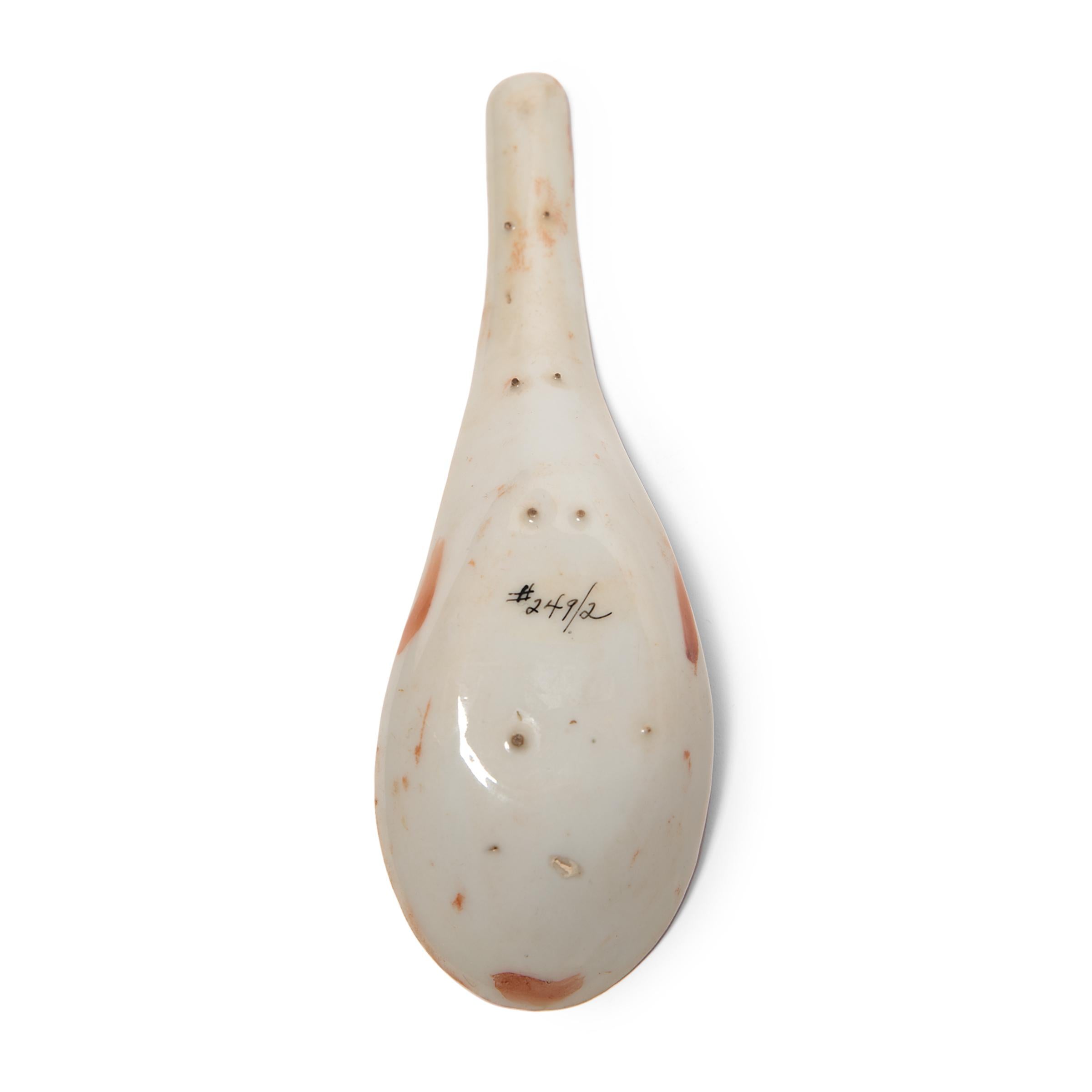 19th Century Chinese Red Soup Spoon, c. 1850