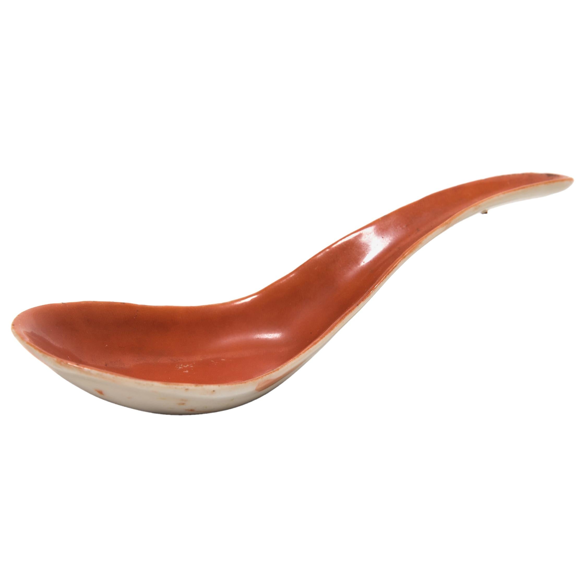 Chinese Red Soup Spoon, c. 1850
