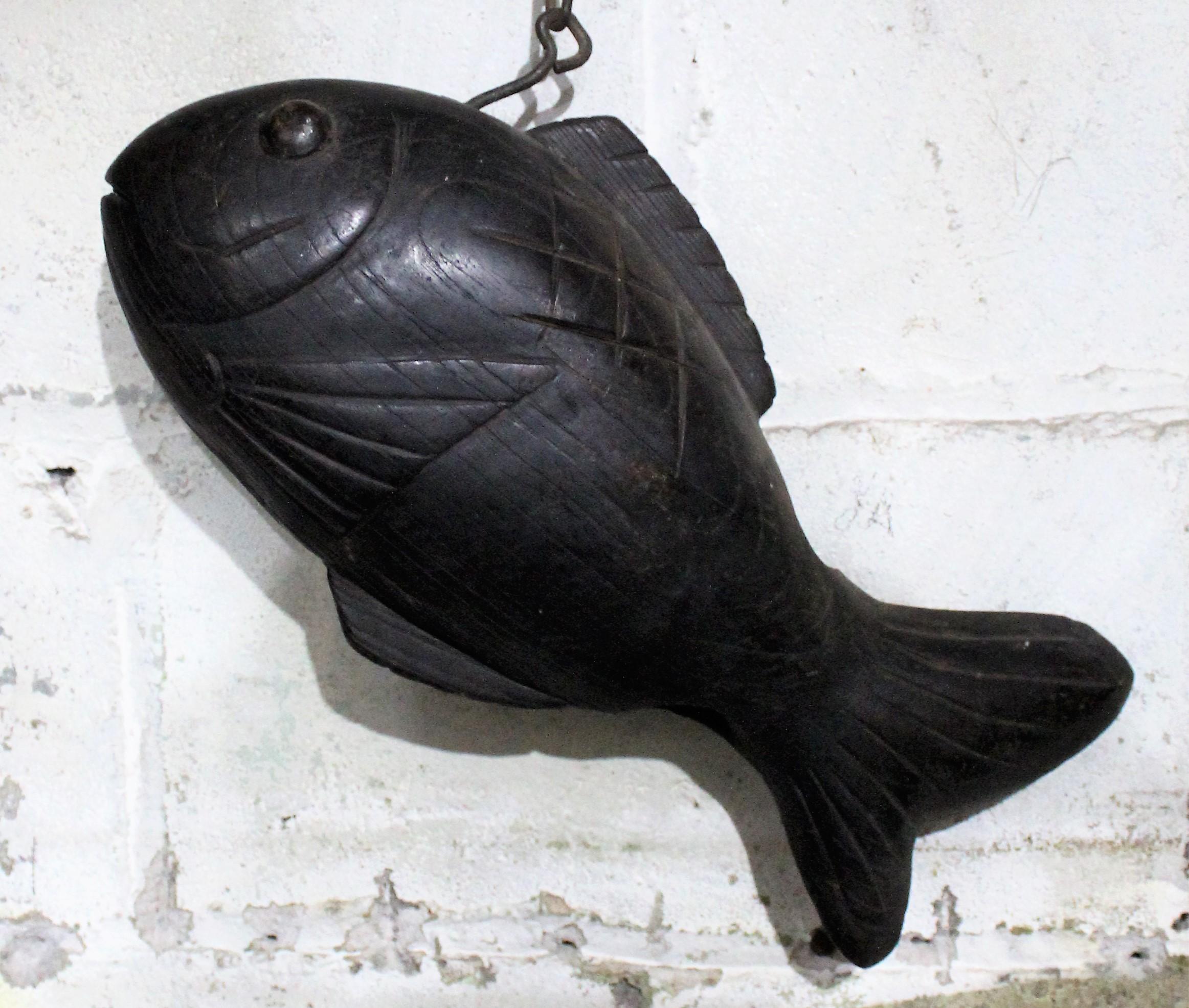 Wood 19th Century Chinese Restaurant Hand Carved Trade Sign of Fish For Sale