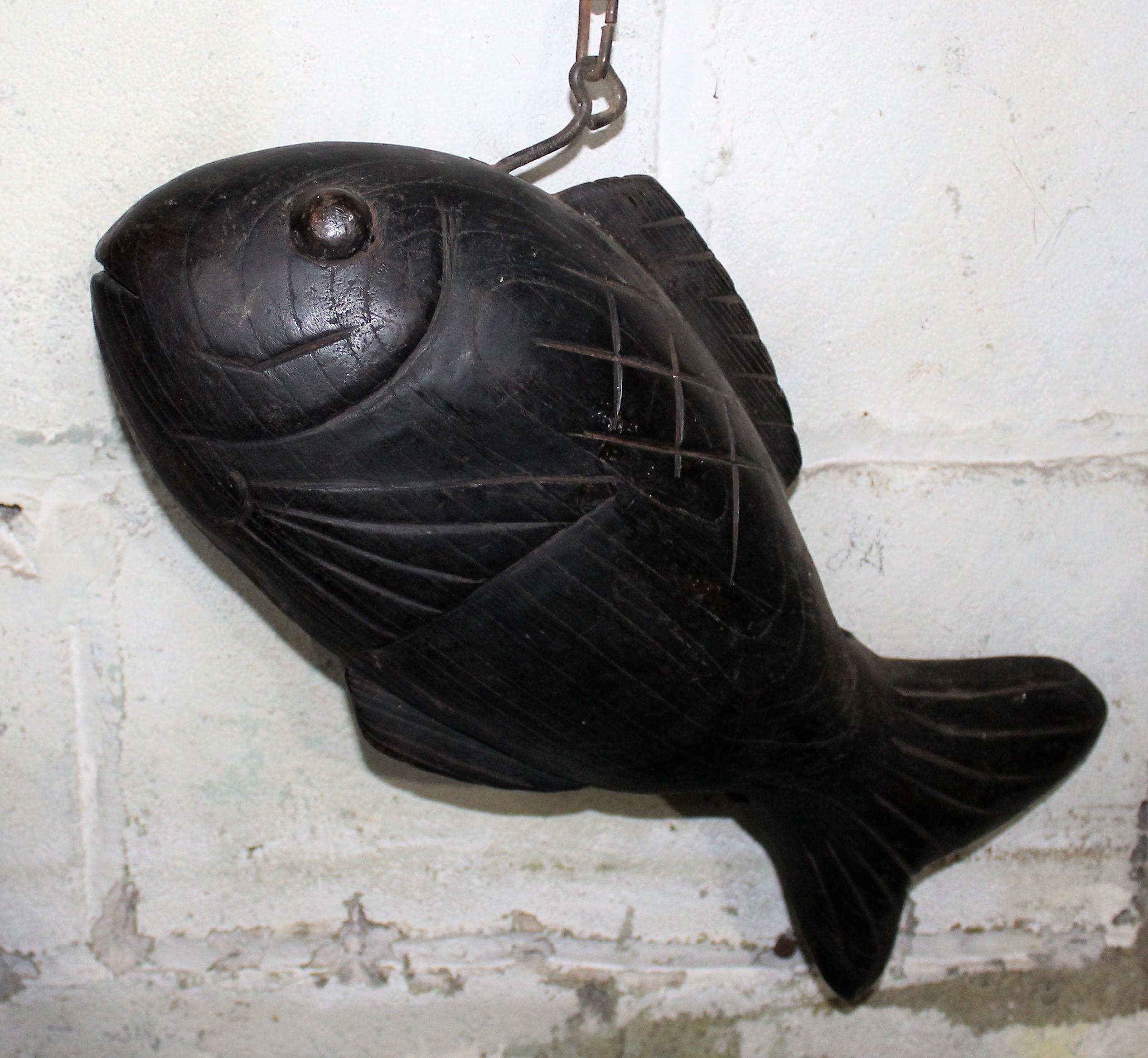 19th Century Chinese Restaurant Hand Carved Trade Sign of Fish For Sale 1