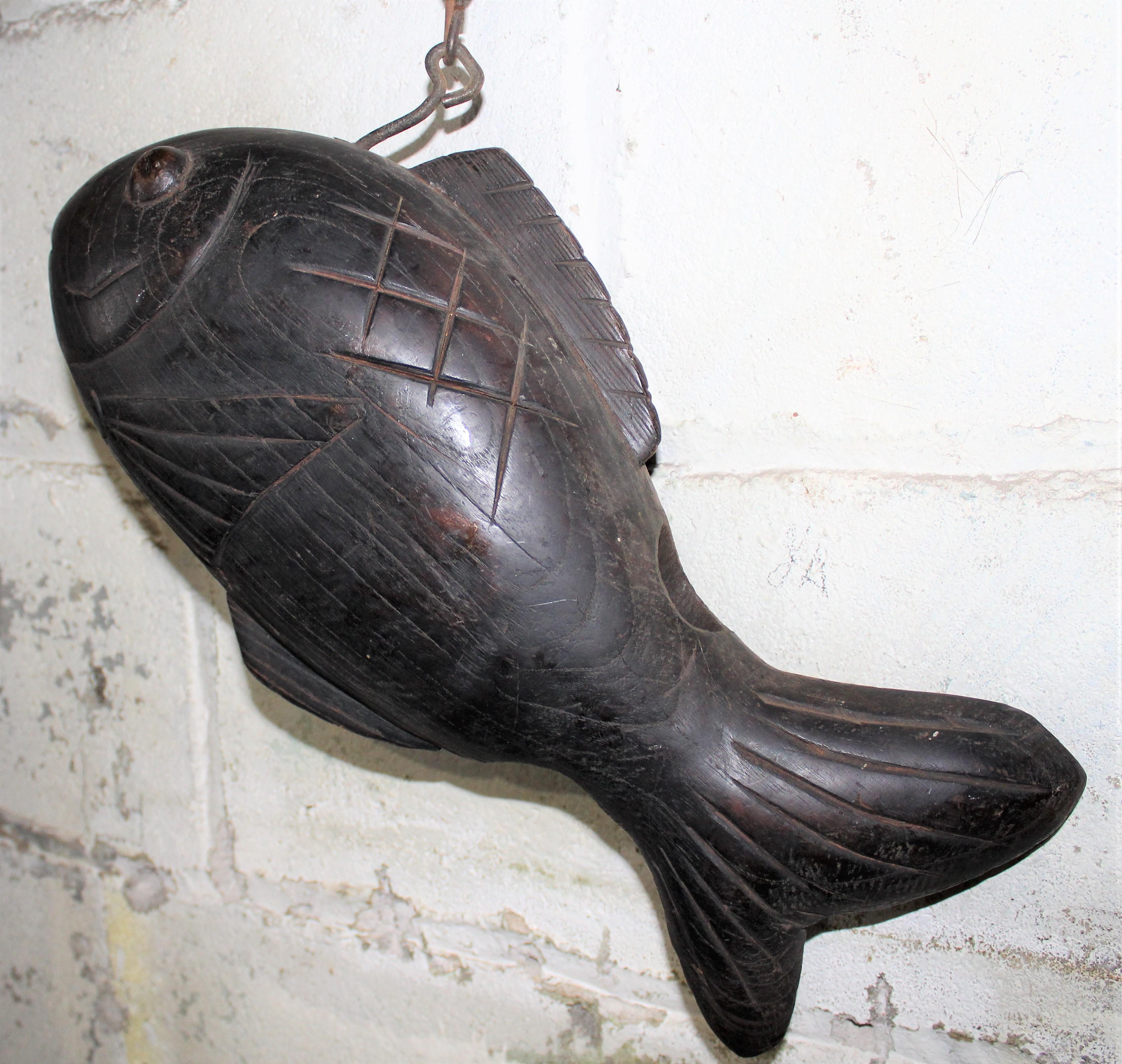 19th Century Chinese Restaurant Hand Carved Trade Sign of Fish For Sale 2