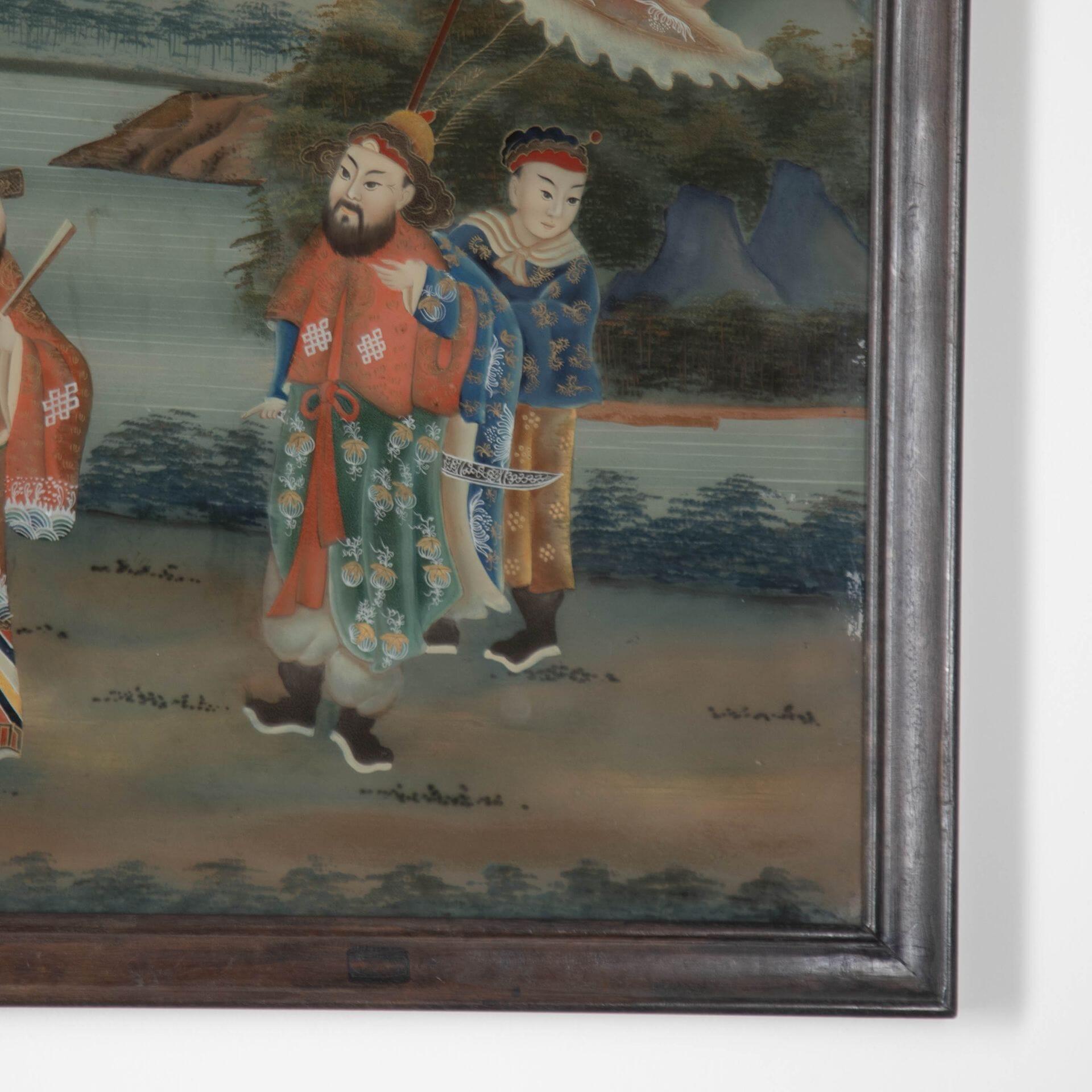 Chinese Export 19th Century Chinese Reverse Glass Painting For Sale