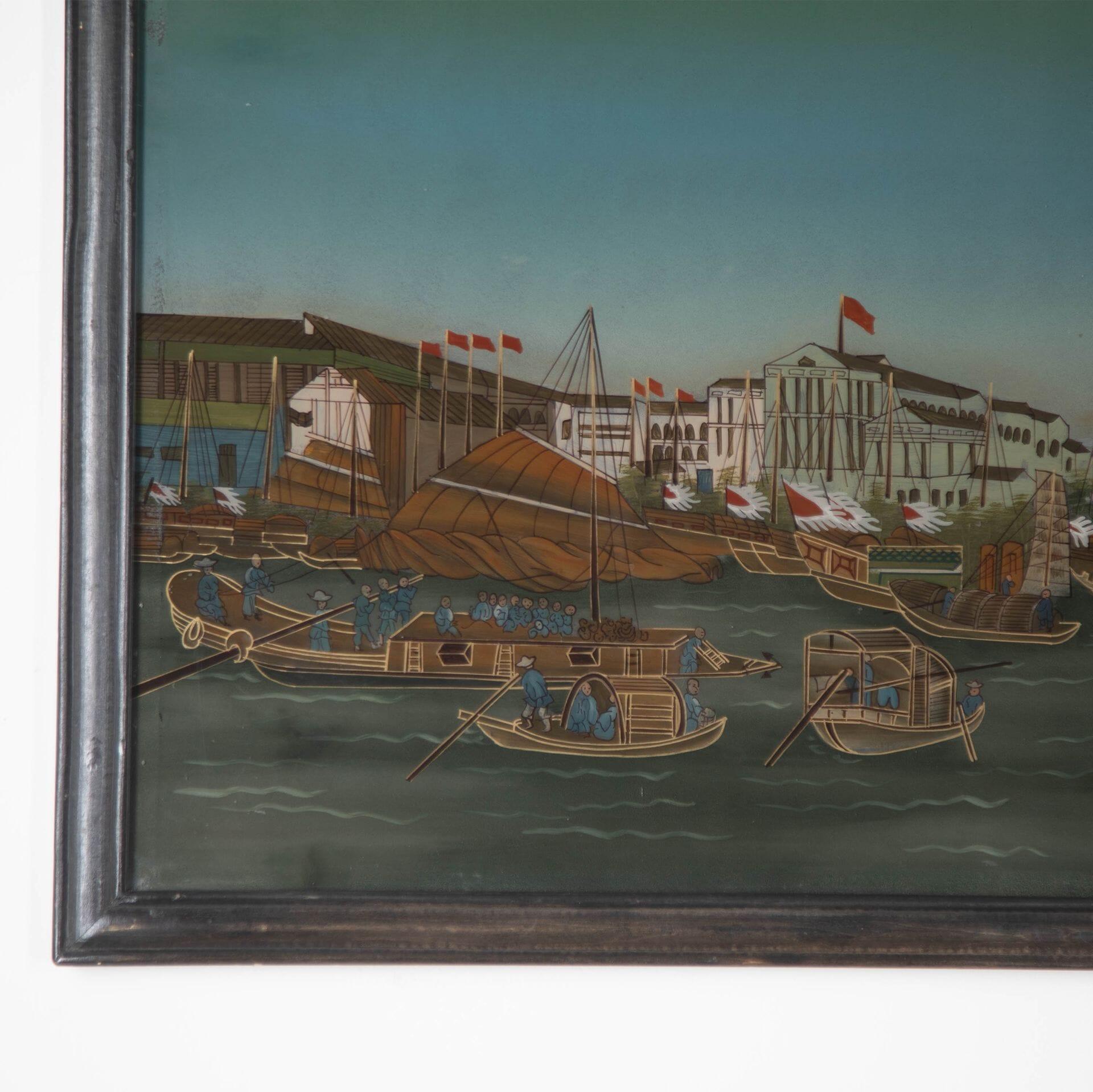 19th Century Chinese Reverse Glass Painting In Good Condition For Sale In Shipston-On-Stour, GB