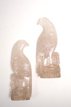 19th Century Chinese Rock Crystal Parrots