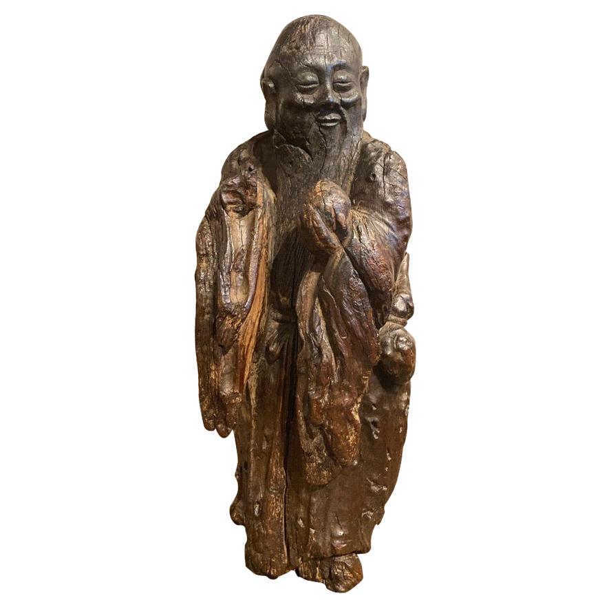 19th Century Chinese Root Carving of Shou Lao, God of Longevity