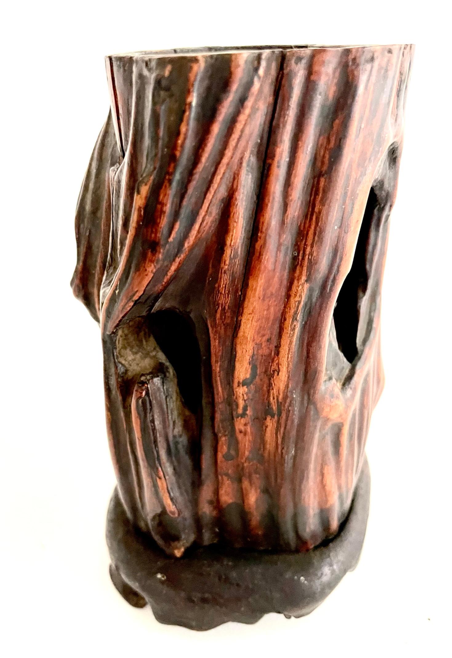 Siglo XIX Olla china de madera de raíz para pincel caligráfico en venta 8