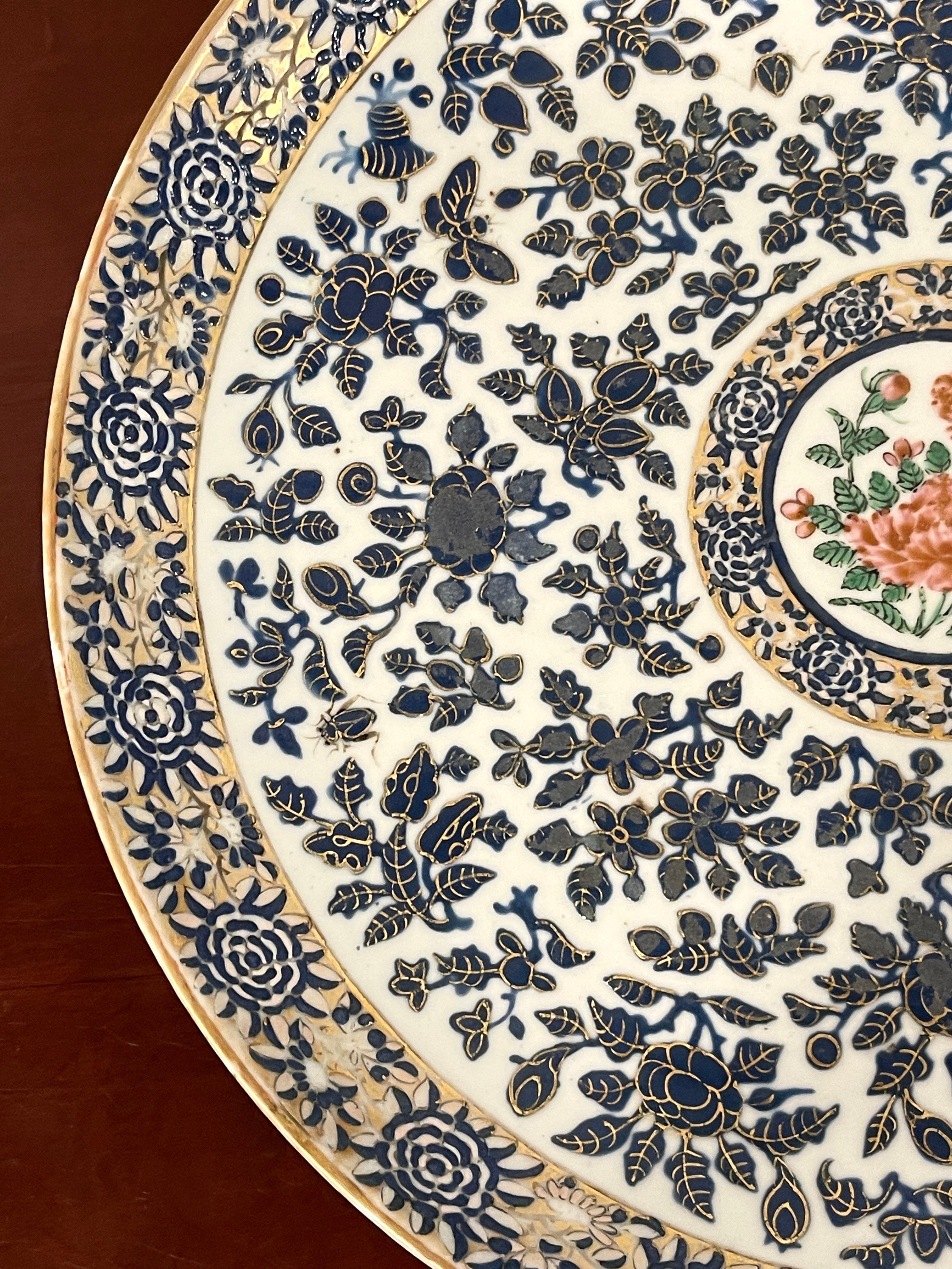 Porcelain 19th Century Chinese Rose Famille Decorated Chrysanthemum Motif Charger For Sale