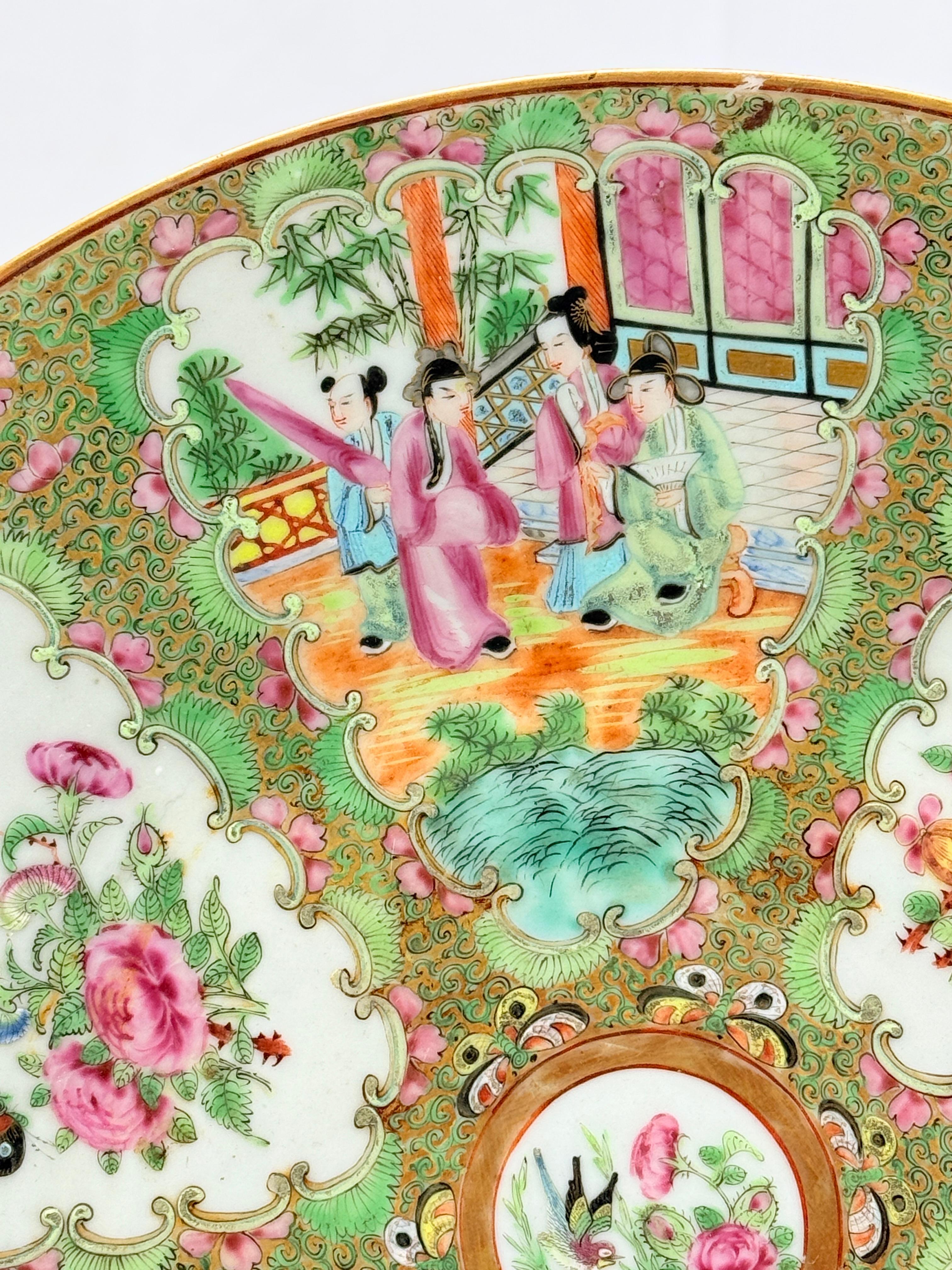 Chinese Export 19th Century, Chinese Rose Medallion Porcelain Platter 13.5