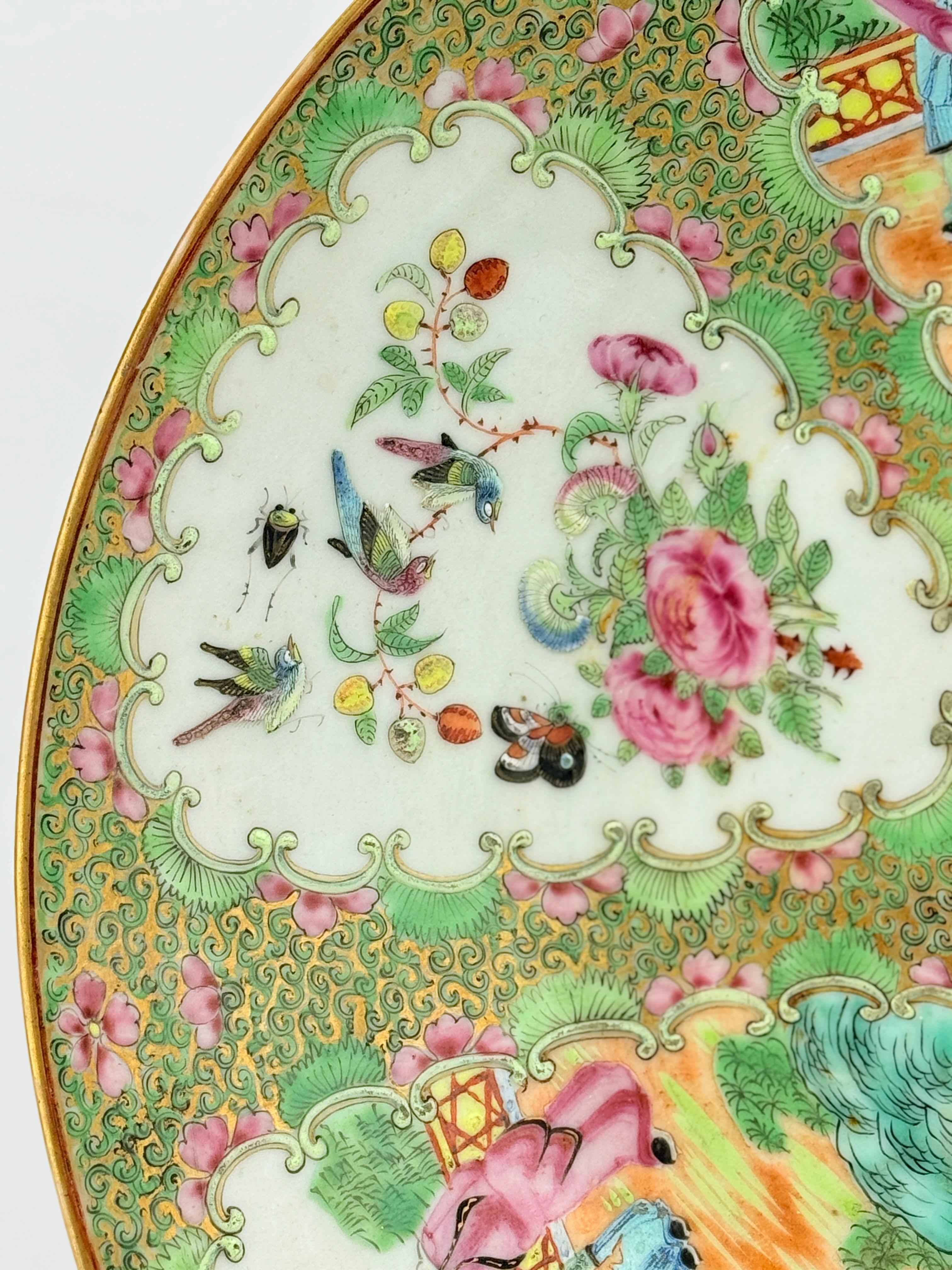 19th Century, Chinese Rose Medallion Porcelain Platter 13.5