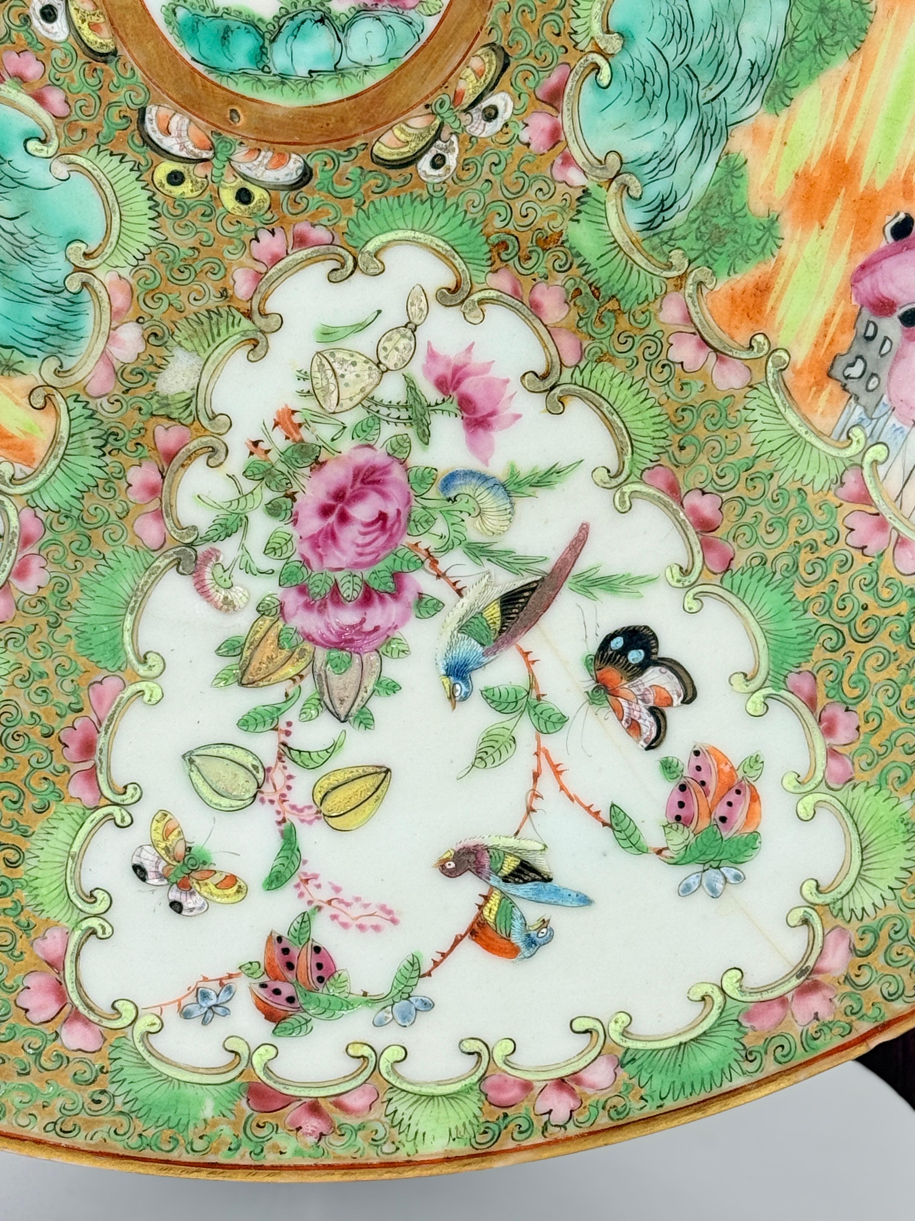19th Century, Chinese Rose Medallion Porcelain Platter 13.5